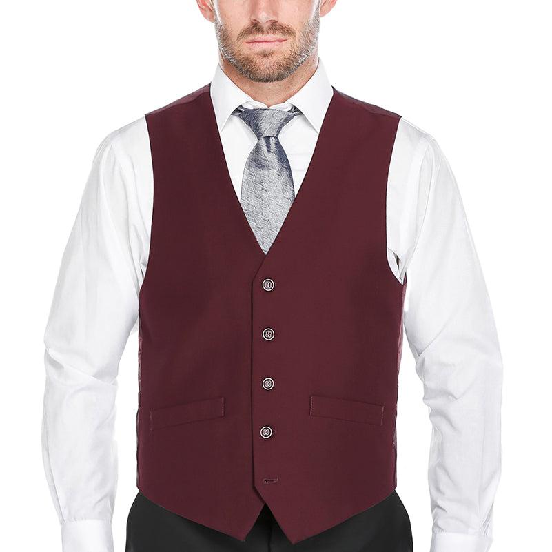 Vanderbilt Collection - Classic Dress Vest 5 Buttons Regular Fit In Burgundy Product Image