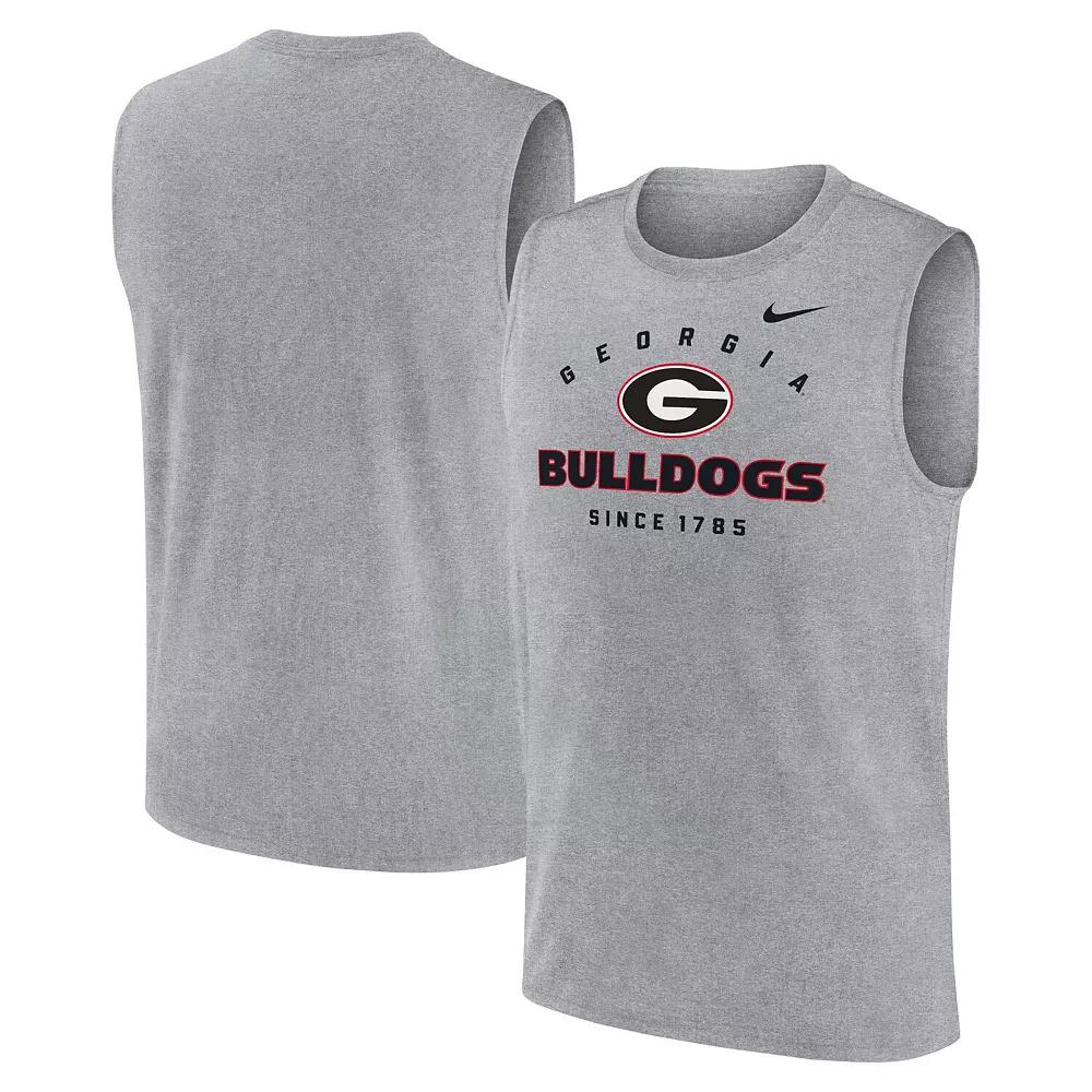 Men's Nike Heather Gray Georgia Bulldogs Primetime Legend Lock Up Performance Muscle Tank Top,  Product Image