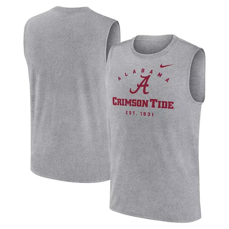 Men's Nike Heather Gray Alabama Crimson Tide Primetime Legend Lock Up Performance Muscle Tank Top,  Product Image
