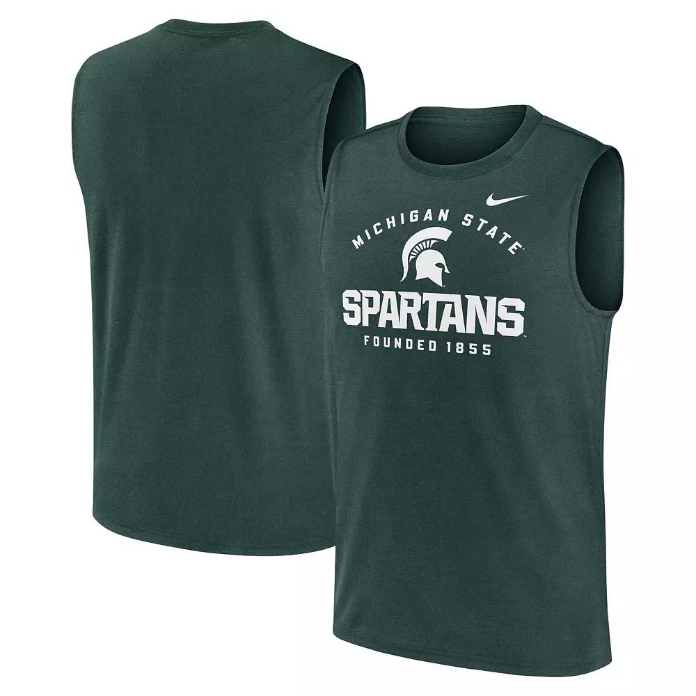 Men's Nike Green Michigan State Spartans Primetime Legend Lock Up Performance Muscle Tank Top, Size: Medium Product Image