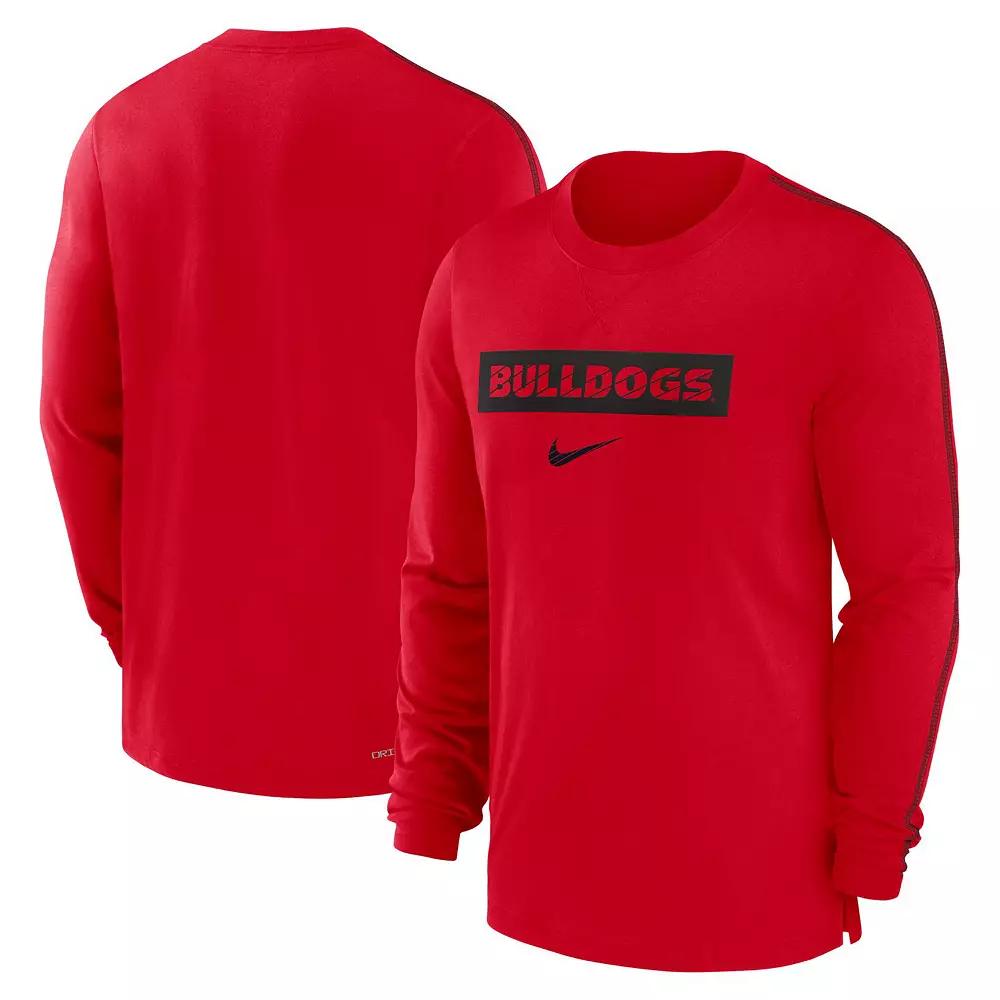 Men's Nike Red Georgia Bulldogs 2024 Sideline Player Tri-Blend Performance Long Sleeve T-Shirt, Size: Small Product Image