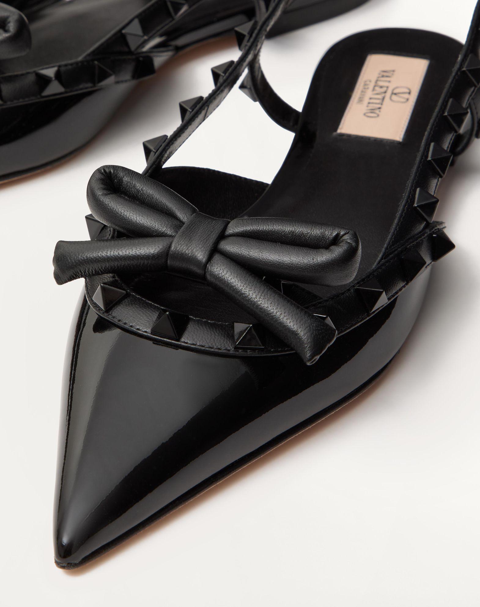 Rockstud Bow Slingback Ballerina In Patent Leather With Tone-On-Tone Studs Product Image