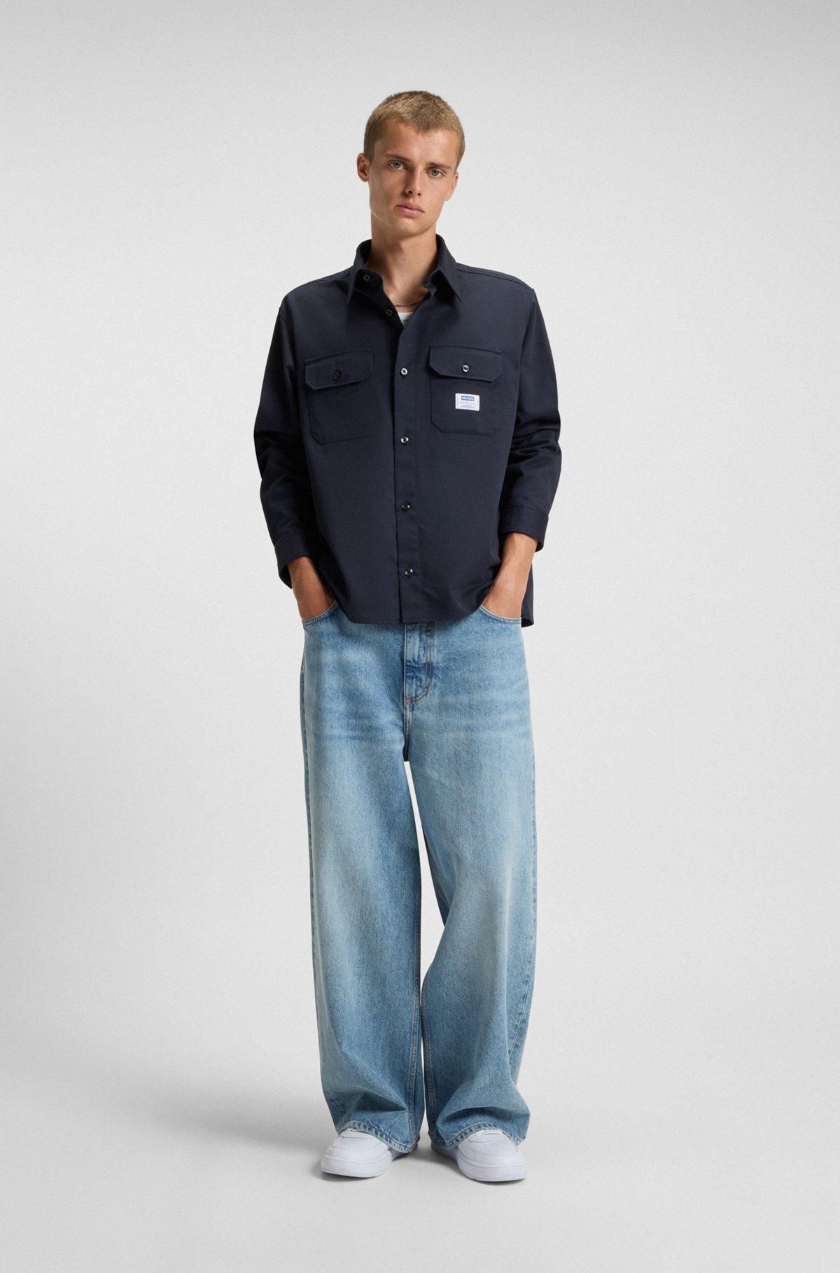 Cotton-twill shirt with logo label Product Image