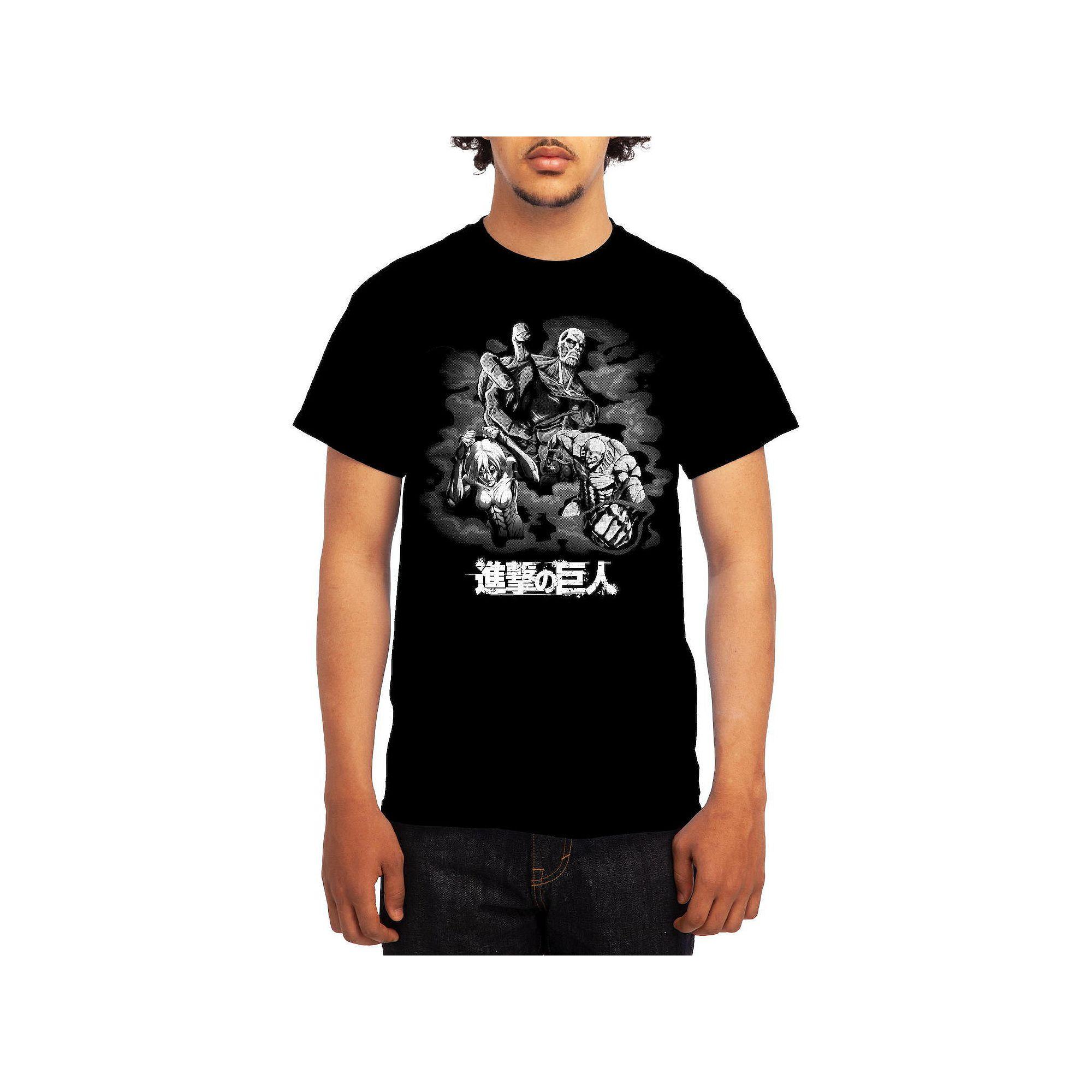 Men's Attack on Titan Three Titans Graphic Tee, Size: Medium, Grey Navy Product Image