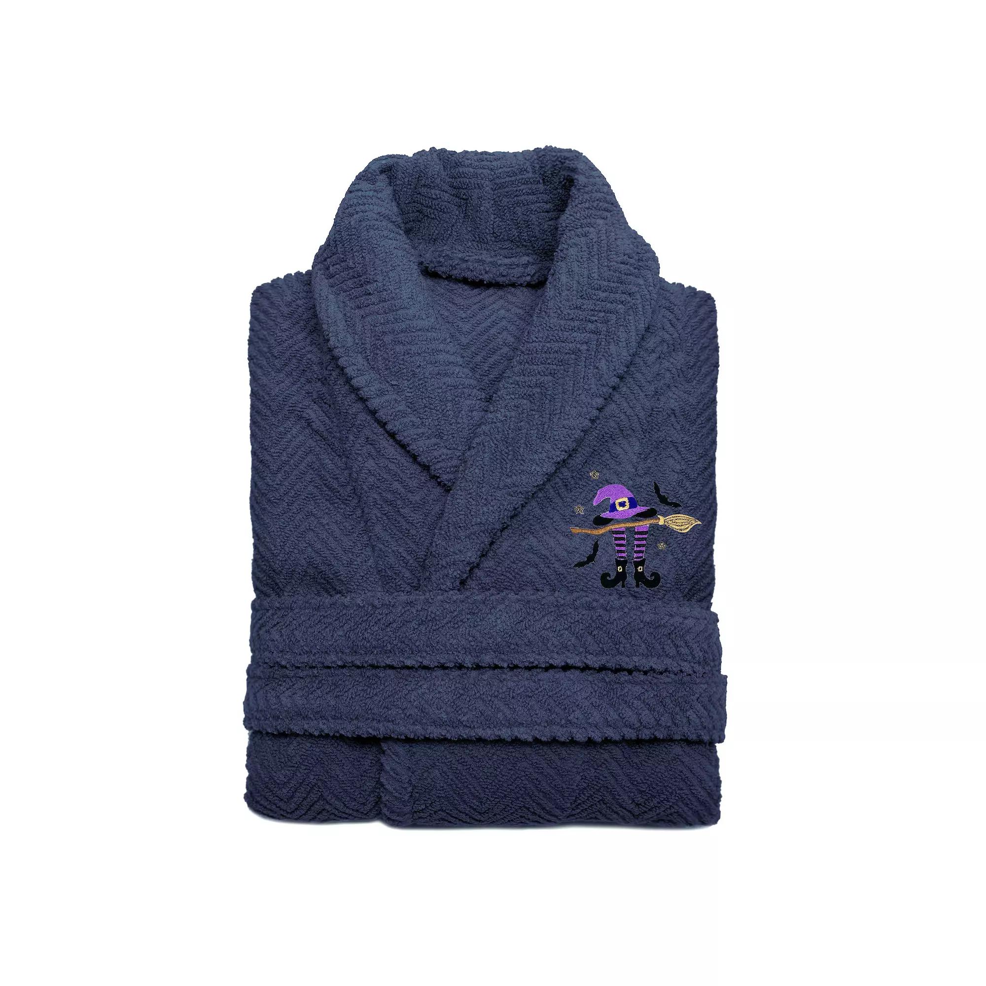 Linum Home Textiles Adult 100% Turkish Cotton Herringbone Weave Embroidered Bathrobe - Hat-Broom-Legs, Adult Unisex,  Product Image