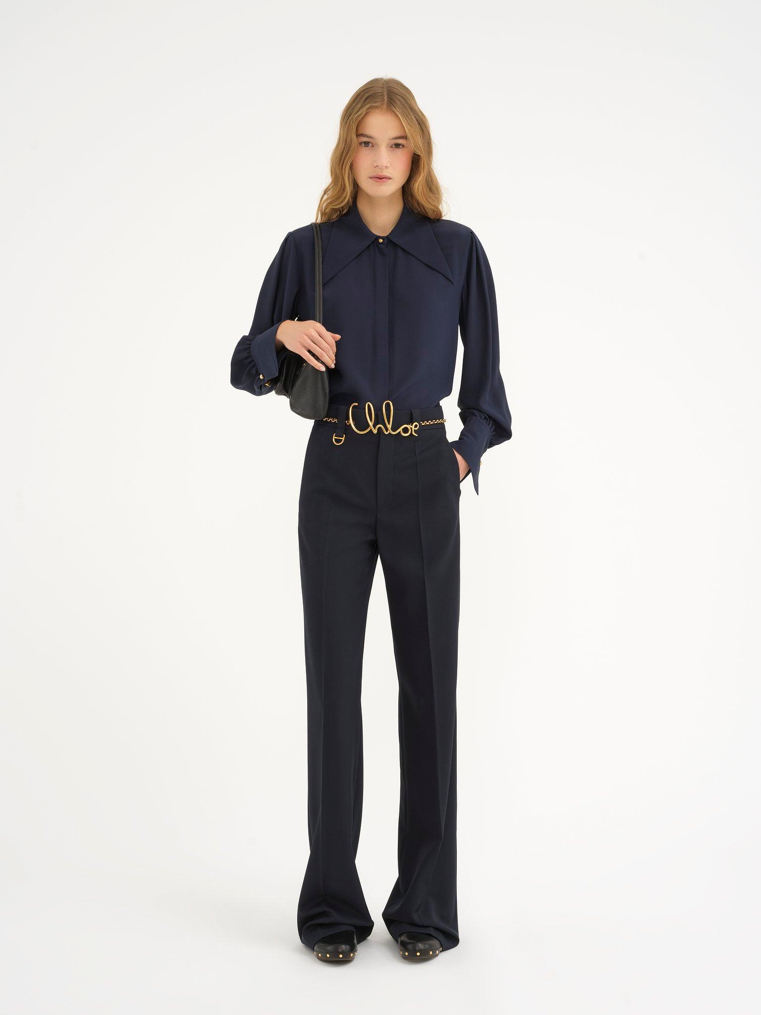 Tailored pants in wool grain de poudre Product Image