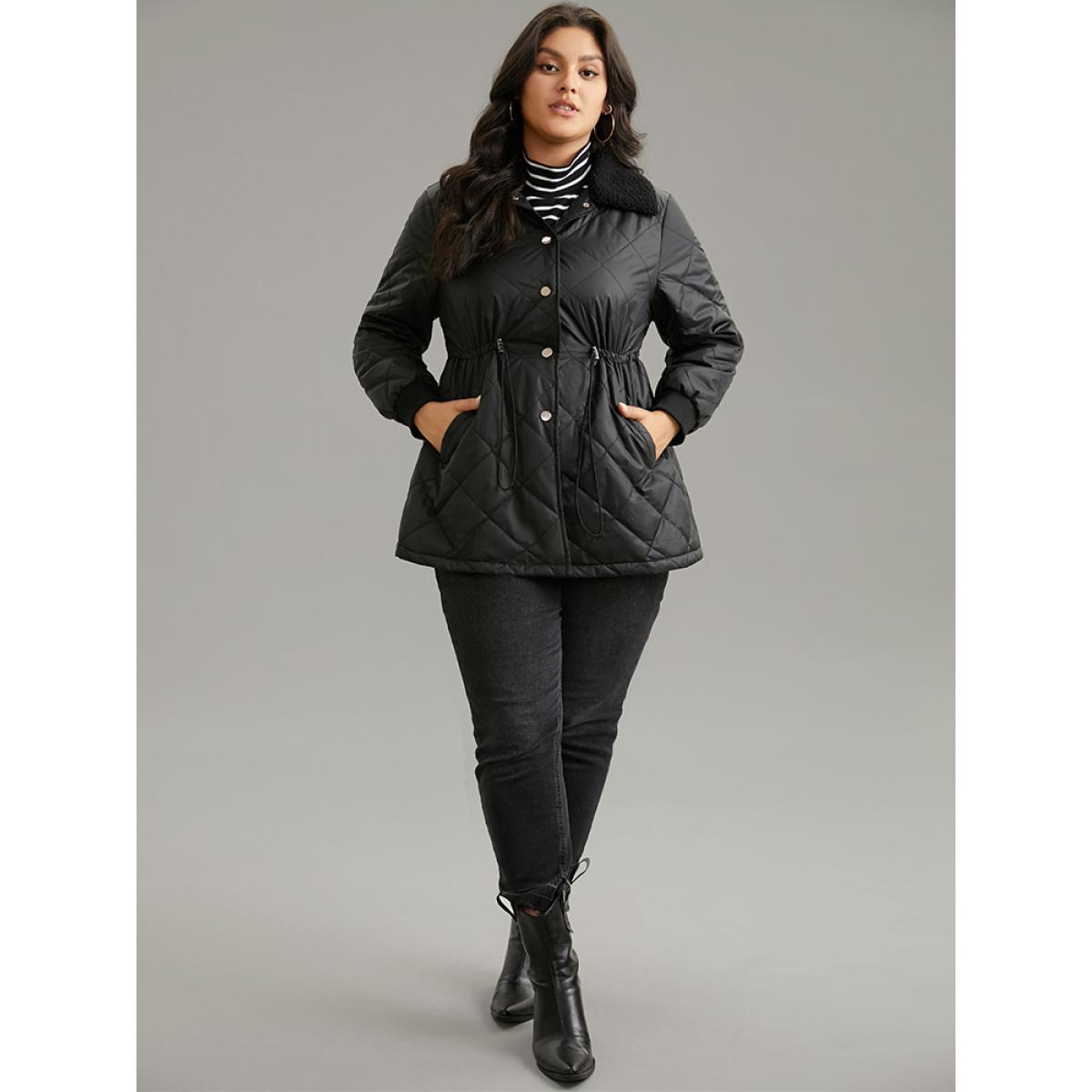 Plus Size Women Dailywear Plain Plain No stretch 30/6X Pocket Casual Cotton Jackets BloomChic Product Image