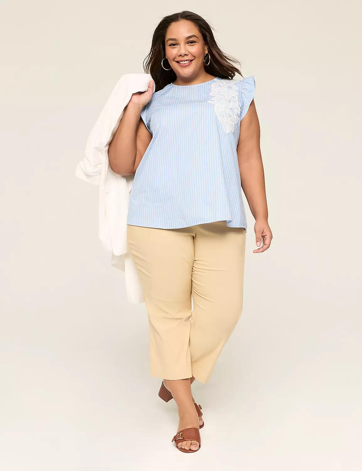 Ruffle Cap-Sleeve Applique Top Product Image