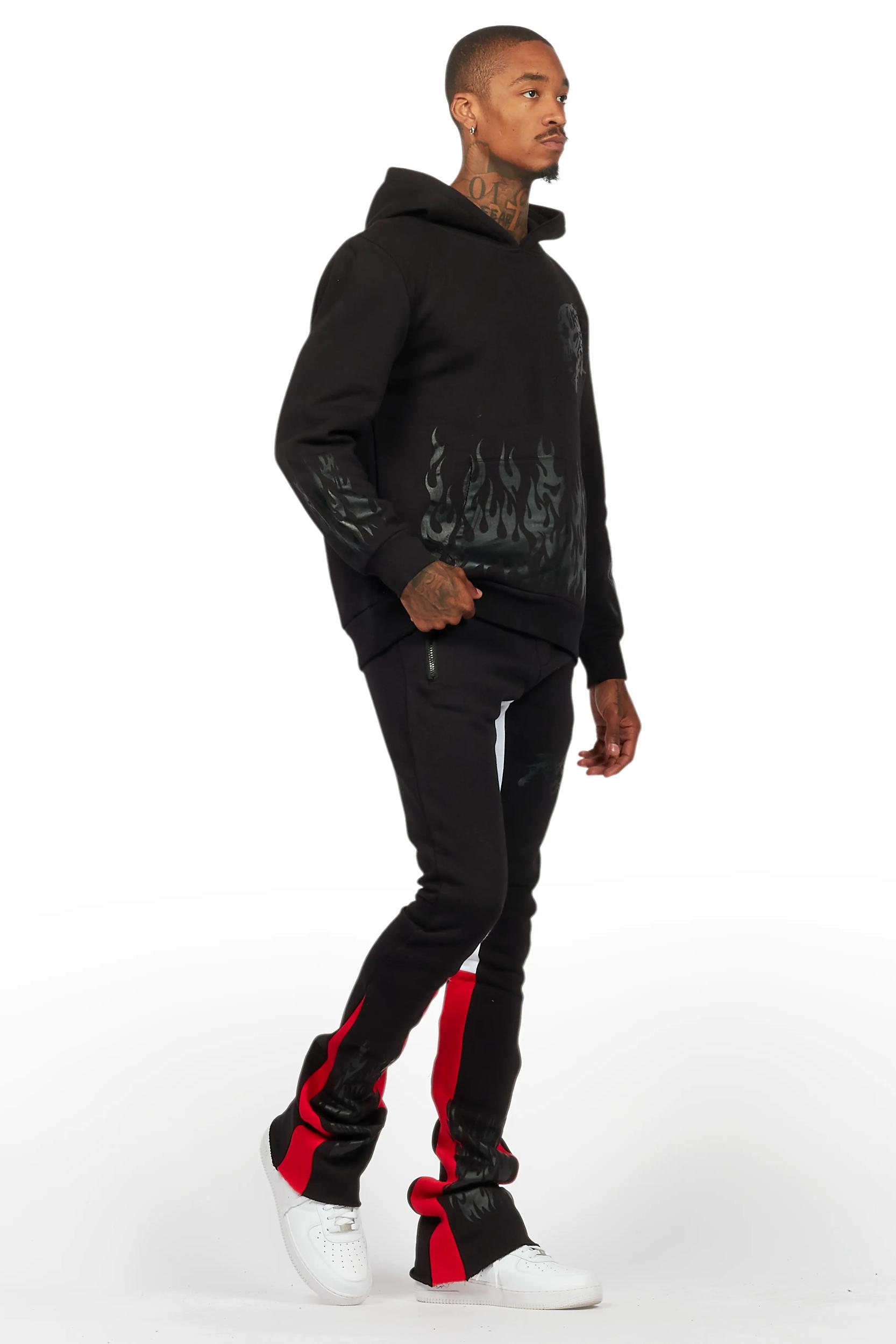 Bubble Black/Black Stacked Flare Hoodie Track Set Male Product Image