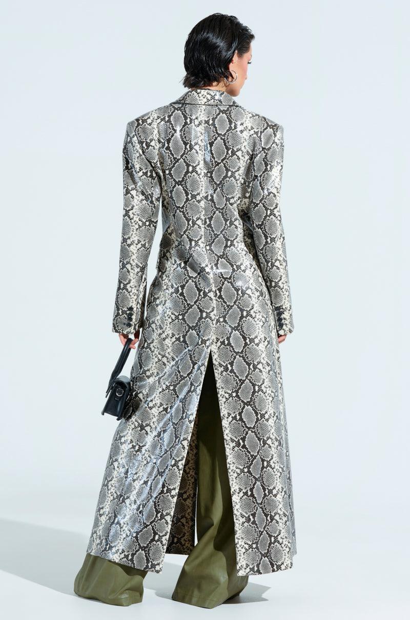INCOGNITO SNAKE PRINT TRENCH IN IVORY Product Image