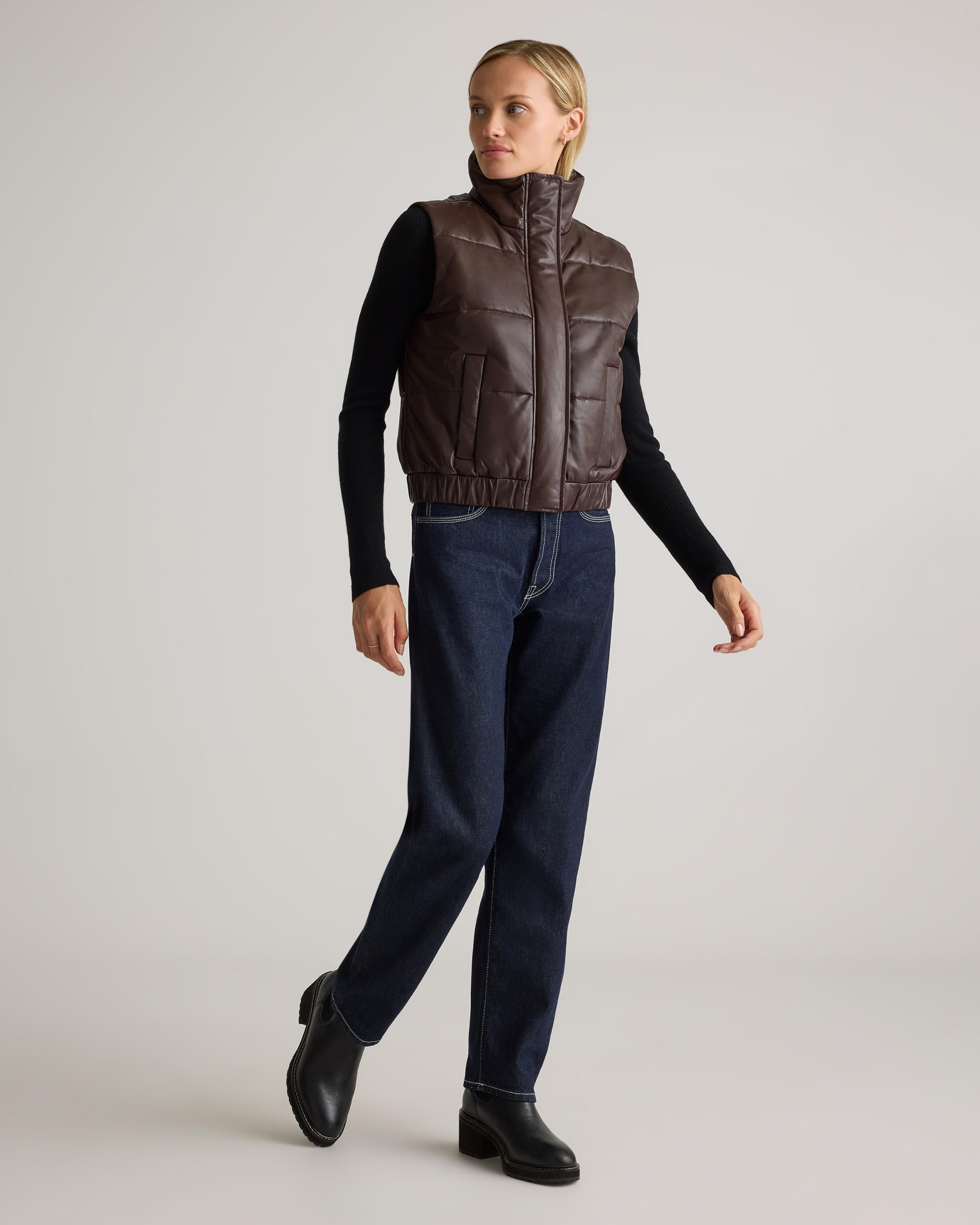 Quince | Women's Puffer Vest Size XL, Leather Product Image