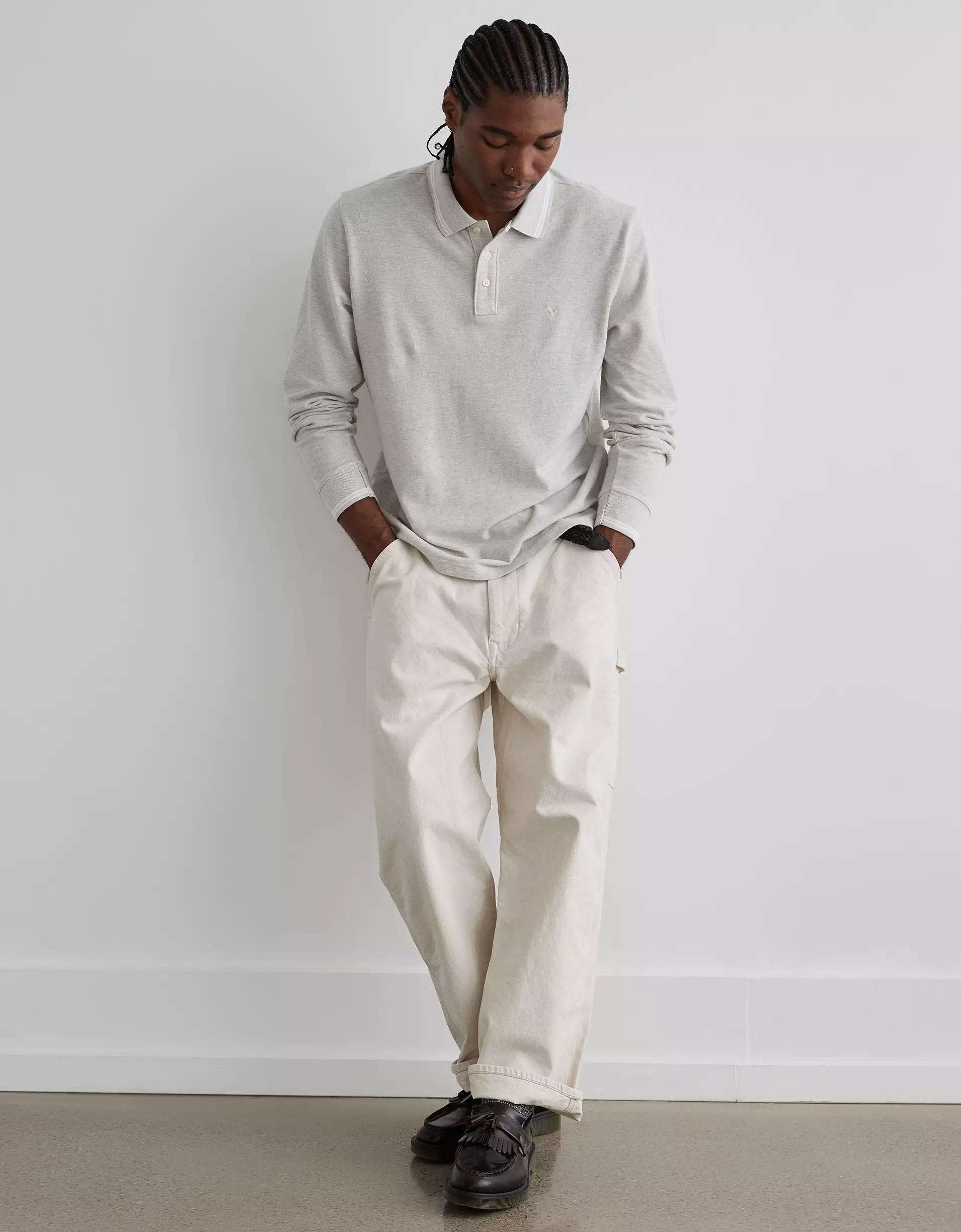 AE Lived-In Tipped Pique Polo Shirt Product Image