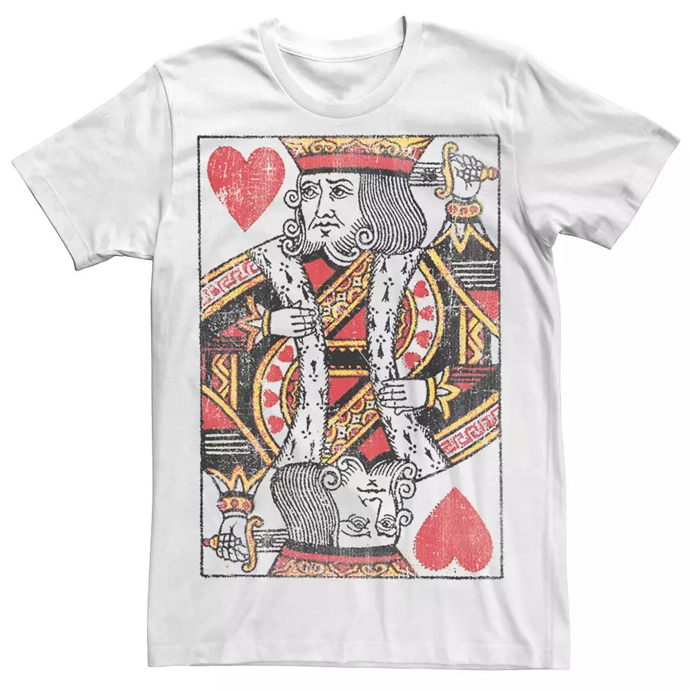 Men's King Of Hearts Distressed Graphic Tee, Size: Large, White Product Image