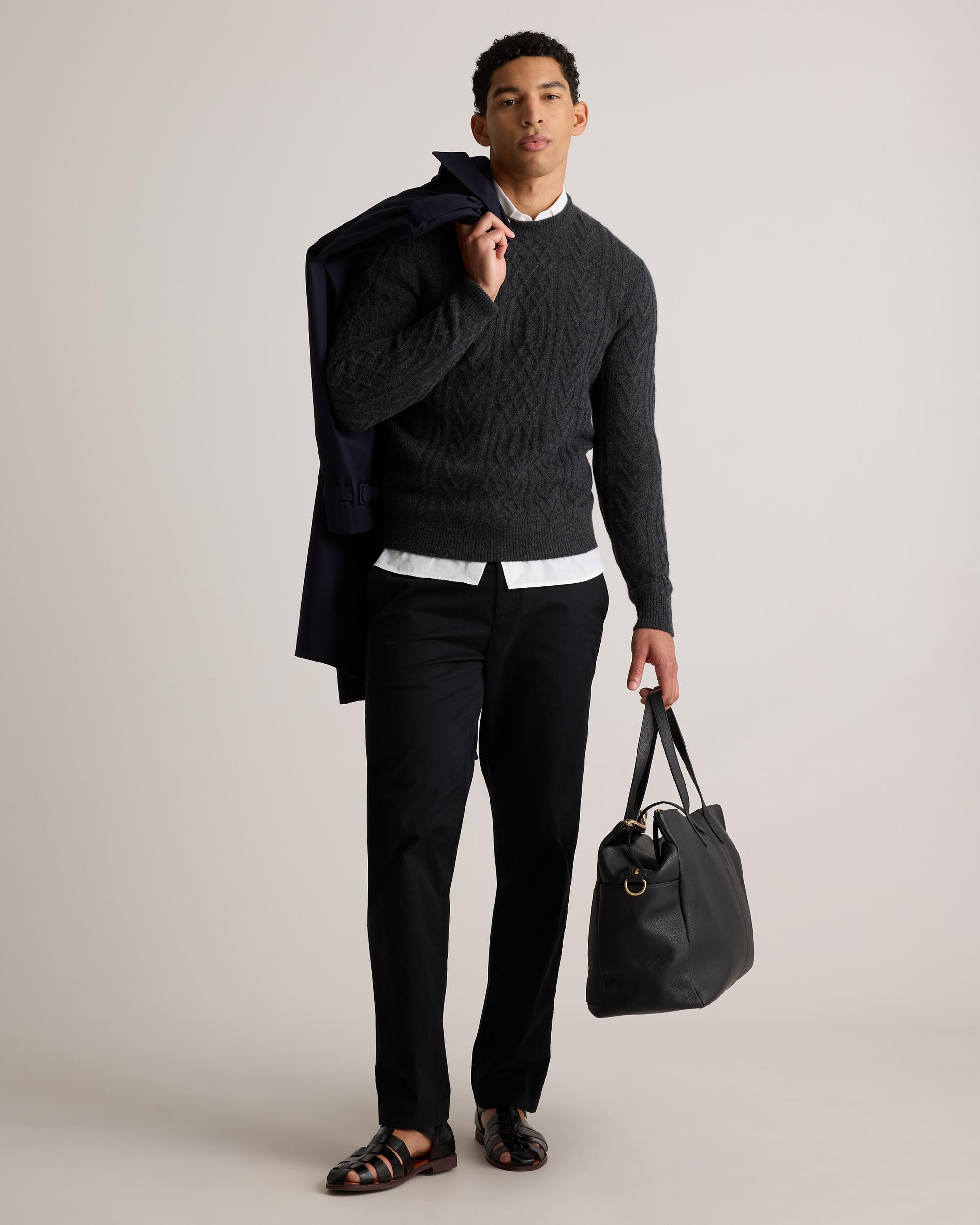 Quince | Men's Mongolian Cashmere Cable Crewneck Sweater Product Image