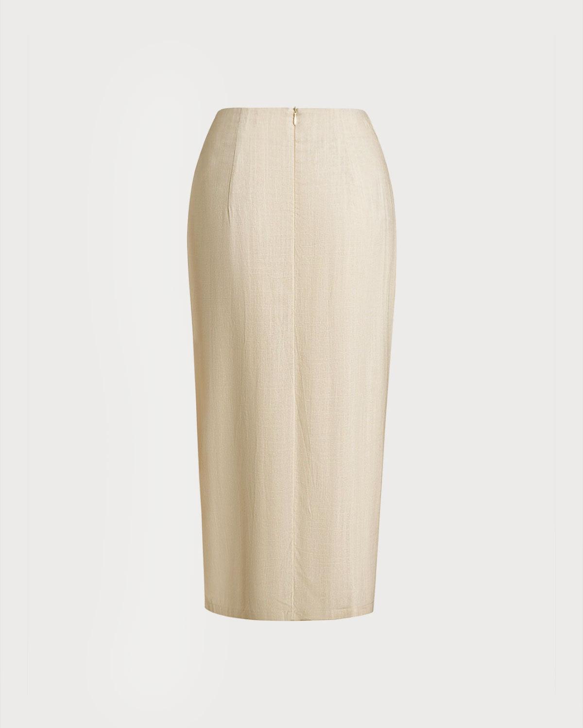 Apricot Natural Waisted Wrap Midi Skirt Product Image