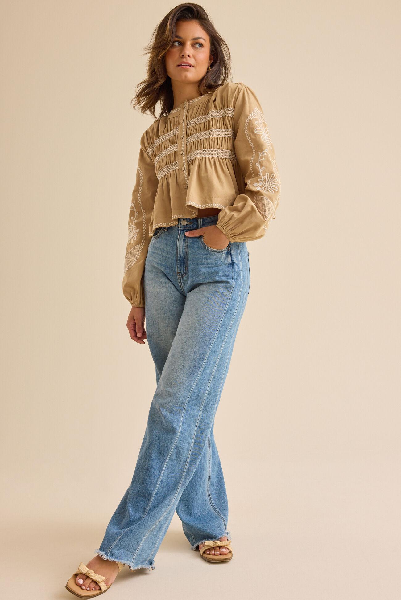 Kaylin Embroidered Babydoll Top Product Image