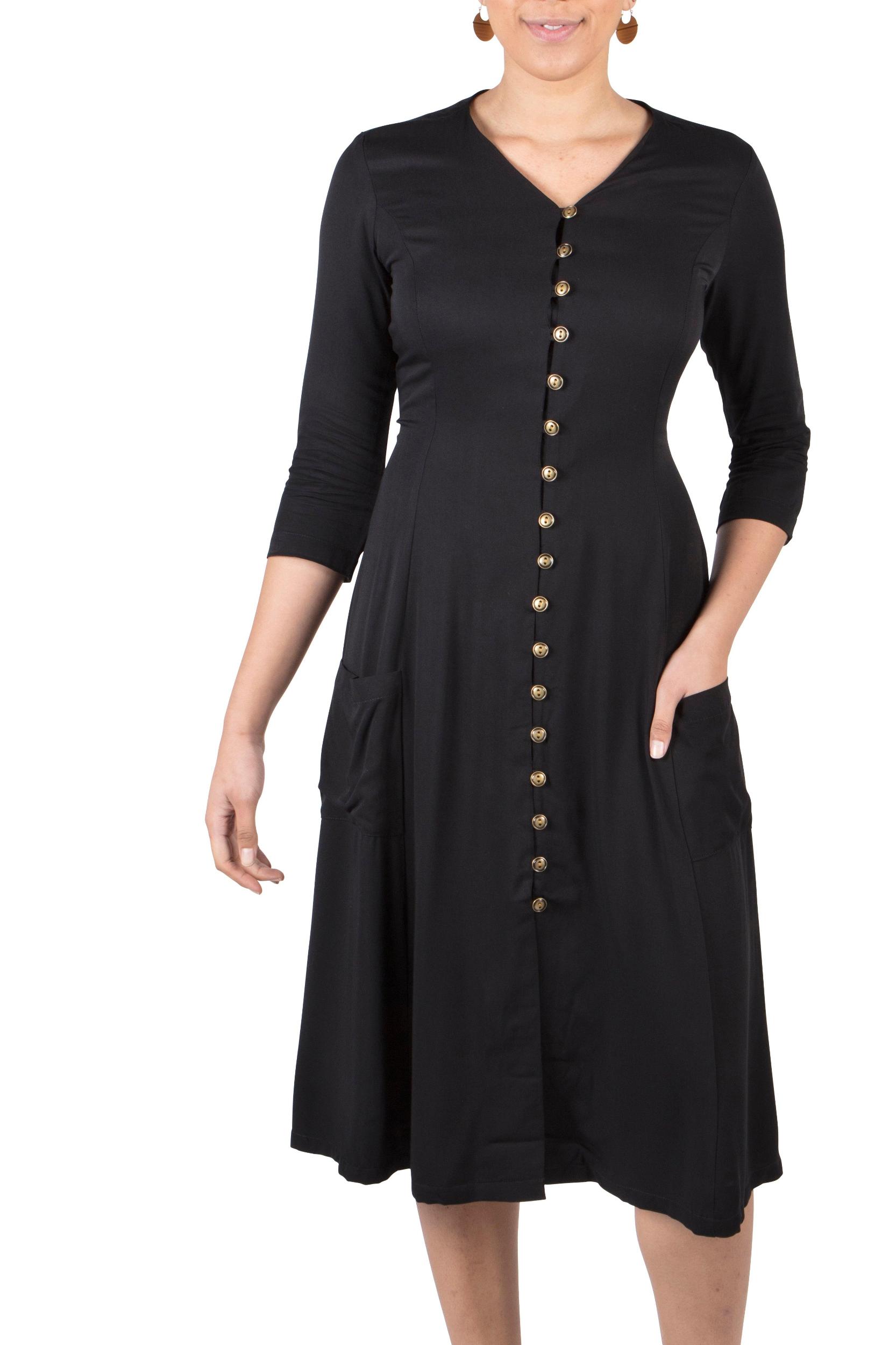Fiona Dress in Black Challis Product Image