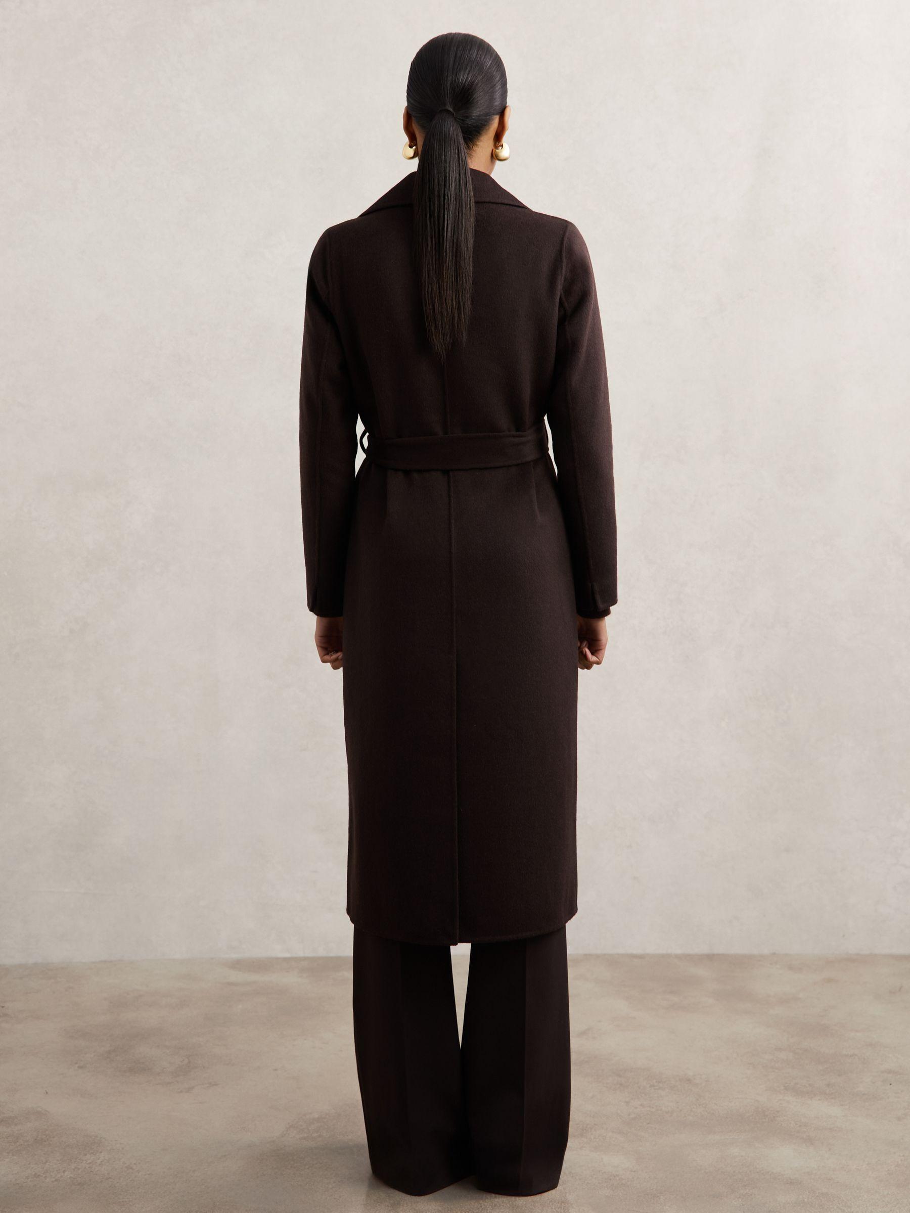 Petite Faux-Fur Collar Blindseam Coat Wool-Blend in Chocolate Brown Product Image