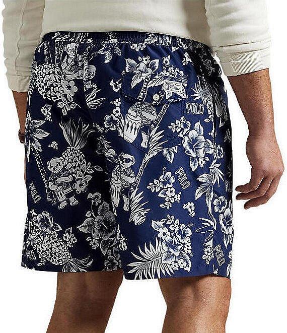 Polo Ralph Lauren Big & Tall Traveler Classic Polo Bear Tropical Printed 6.5#double; Inseam and 7.5#double; Inseam Swim Trunks Product Image
