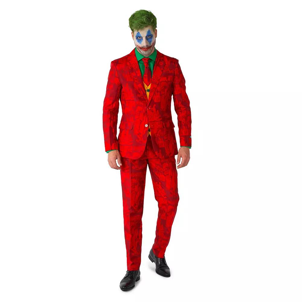 Men's Suitmeister DC Comics Scarlet Joker Halloween Slim-Fit Novelty Suit & Tie Set, Red Joker Product Image