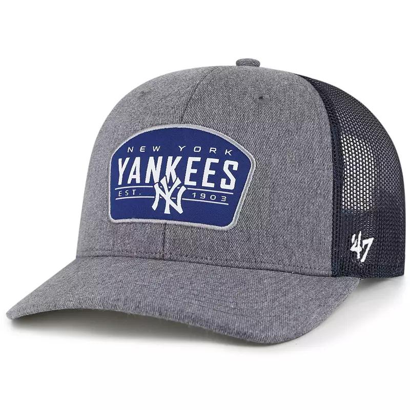 Men's '47 Charcoal/Navy New York Yankees Slate Trucker Snapback Hat Product Image