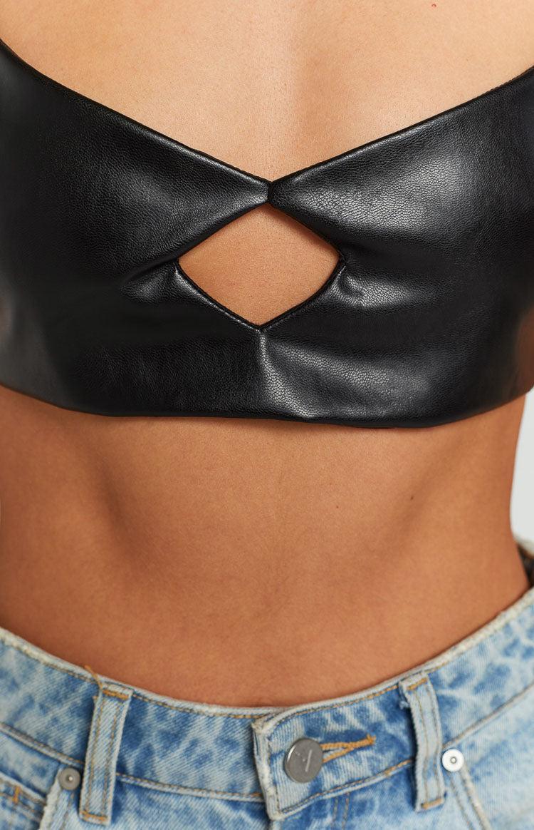 Annalise Black PU Crop Top Product Image