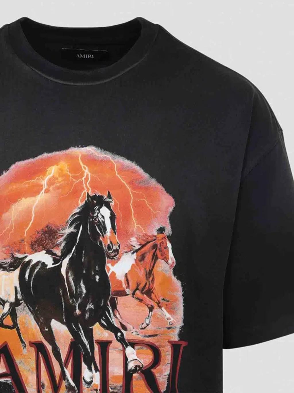 AMIRI Graphic Print Oversized Crewneck T-shirt Shirt In Black Product Image