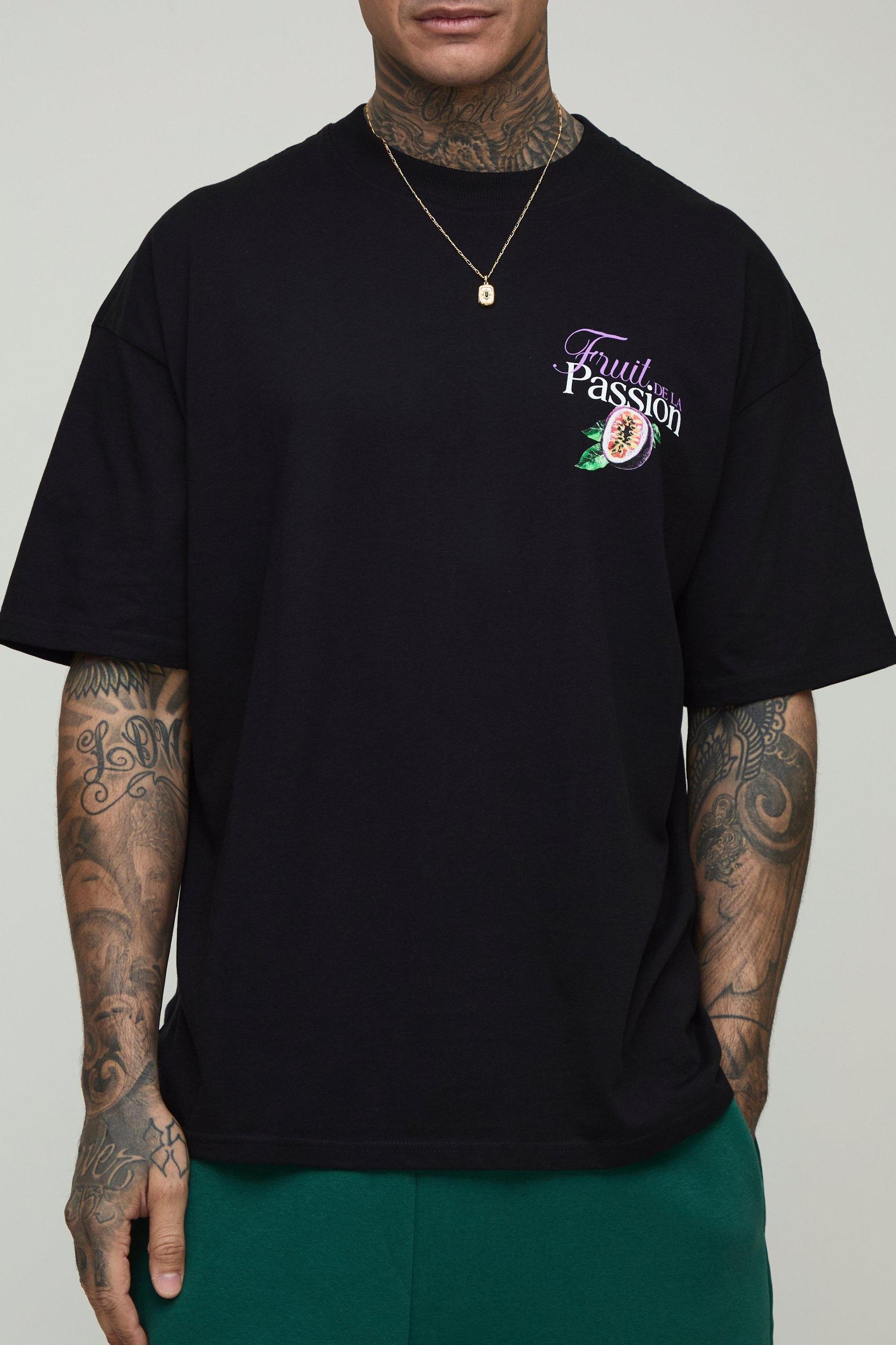 Tall Oversized Passion Fruit Printed T-Shirt | boohooMAN USA Product Image