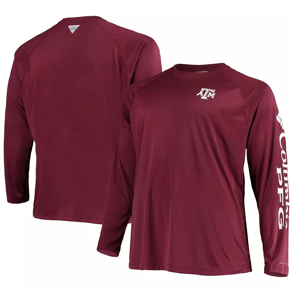 Men's Columbia Maroon Texas A&M Aggies Big & Tall Terminal Tackle Omni-Shade Long Sleeve Raglan T-Shirt,  Product Image