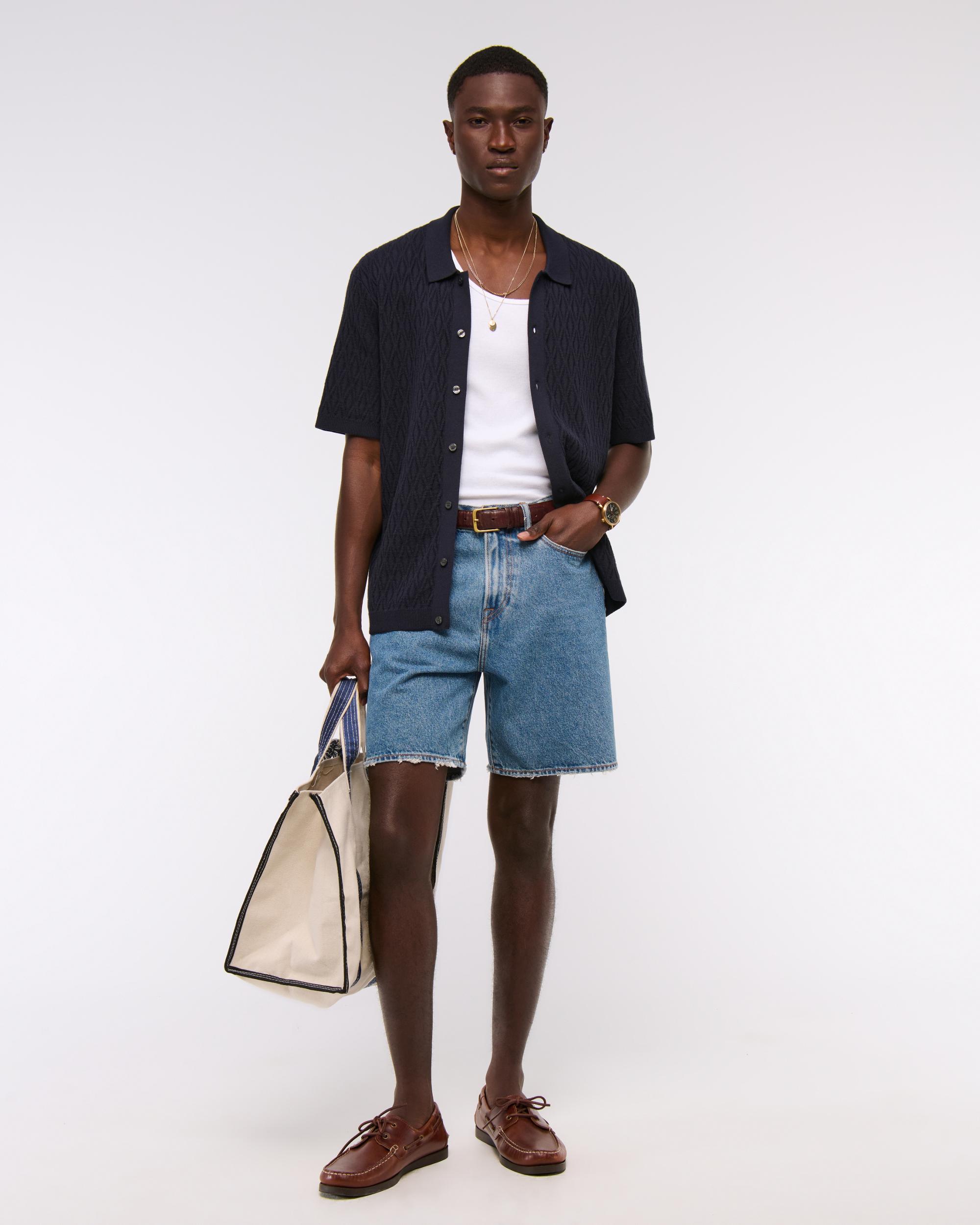 Jacquard Pattern Button-Through Sweater Polo Product Image