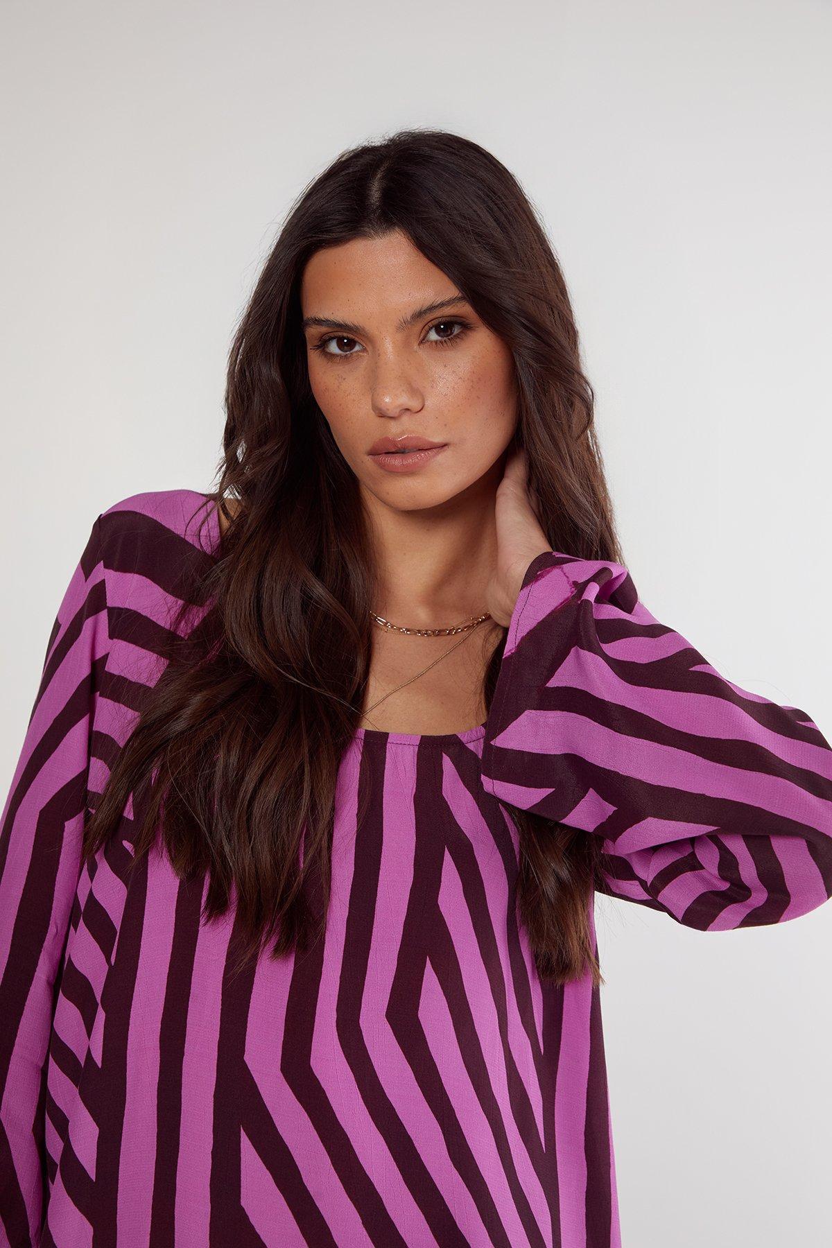 Abstract Stripe Mini Tunic Dress Product Image