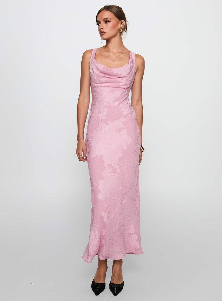 Brietta Cowl Maxi Dress Pink Product Image