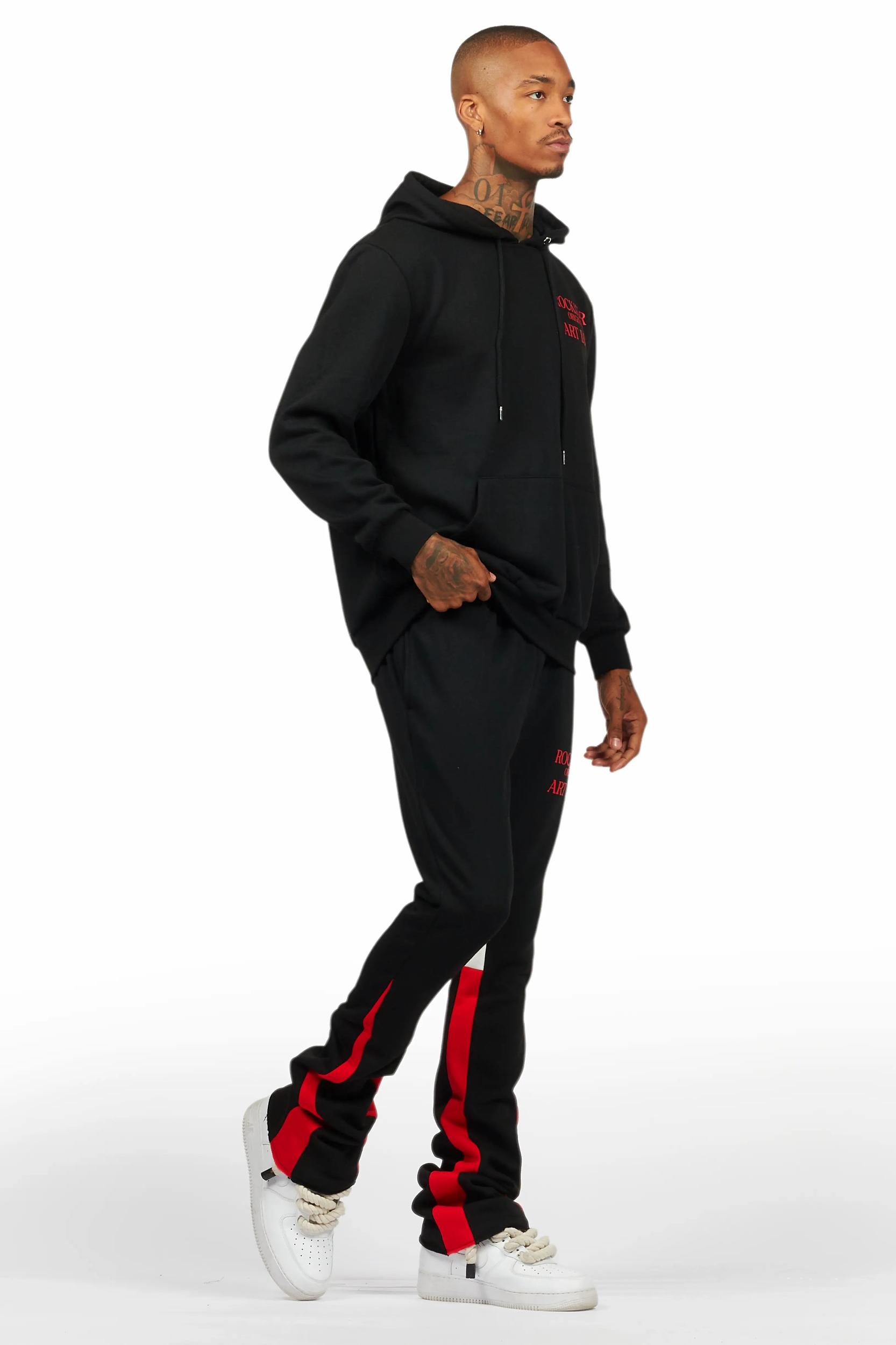 Briggs Black/Red Hoodie/Stacked Flare Track Set Male Product Image