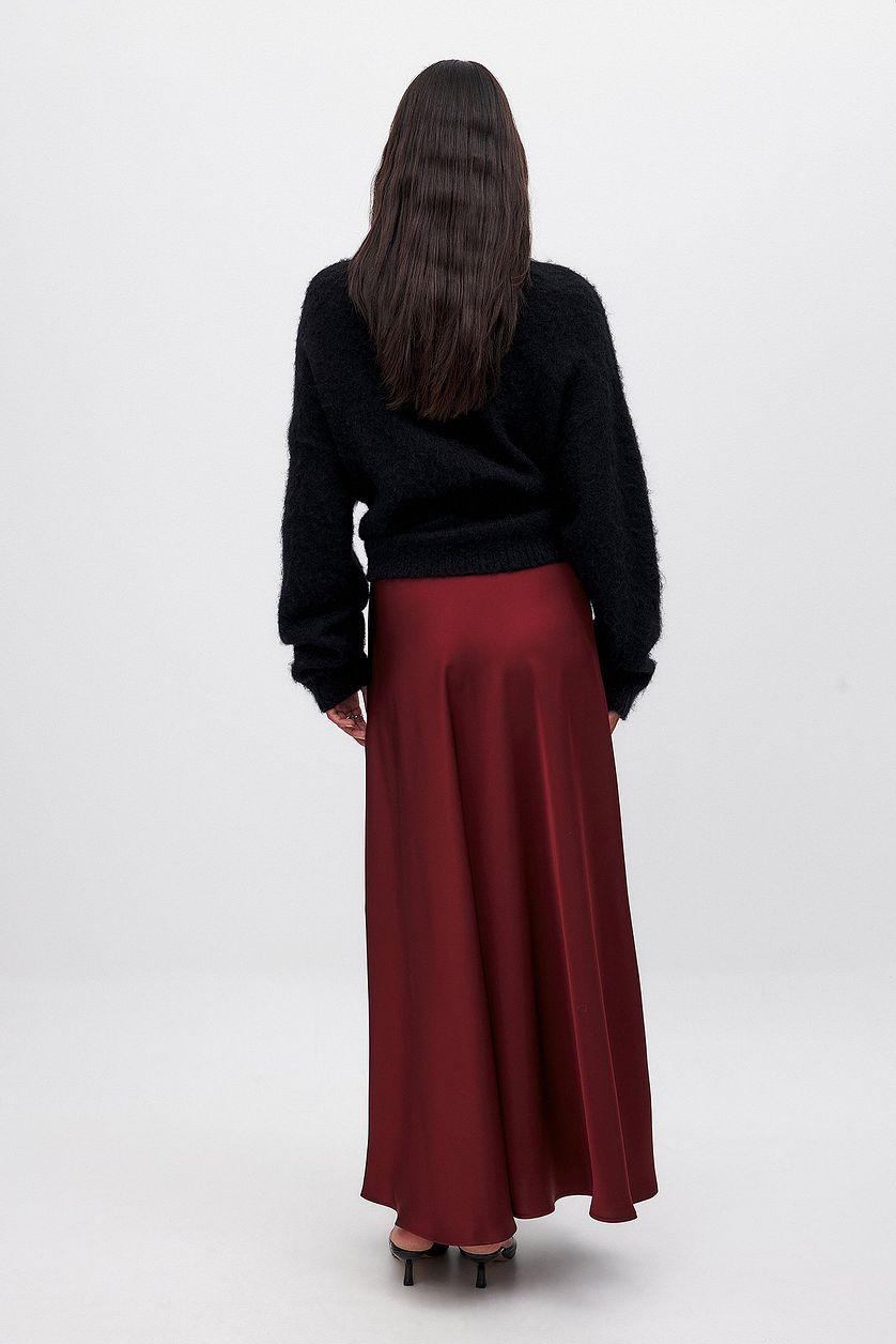 Mid Waist Maxi Satin Skirt Product Image