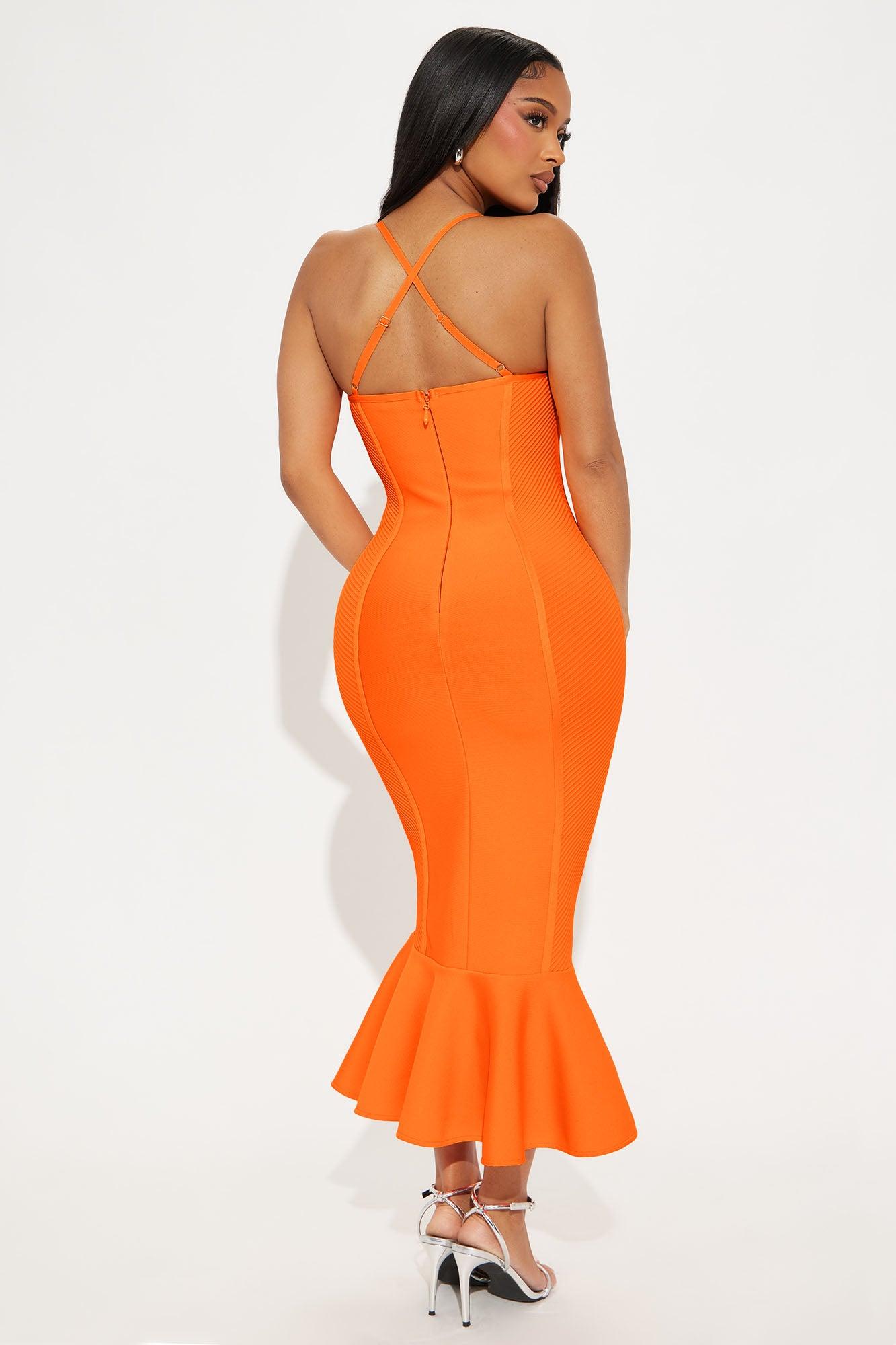 Speak The Truth Bandage Midi Dress - Orange Product Image