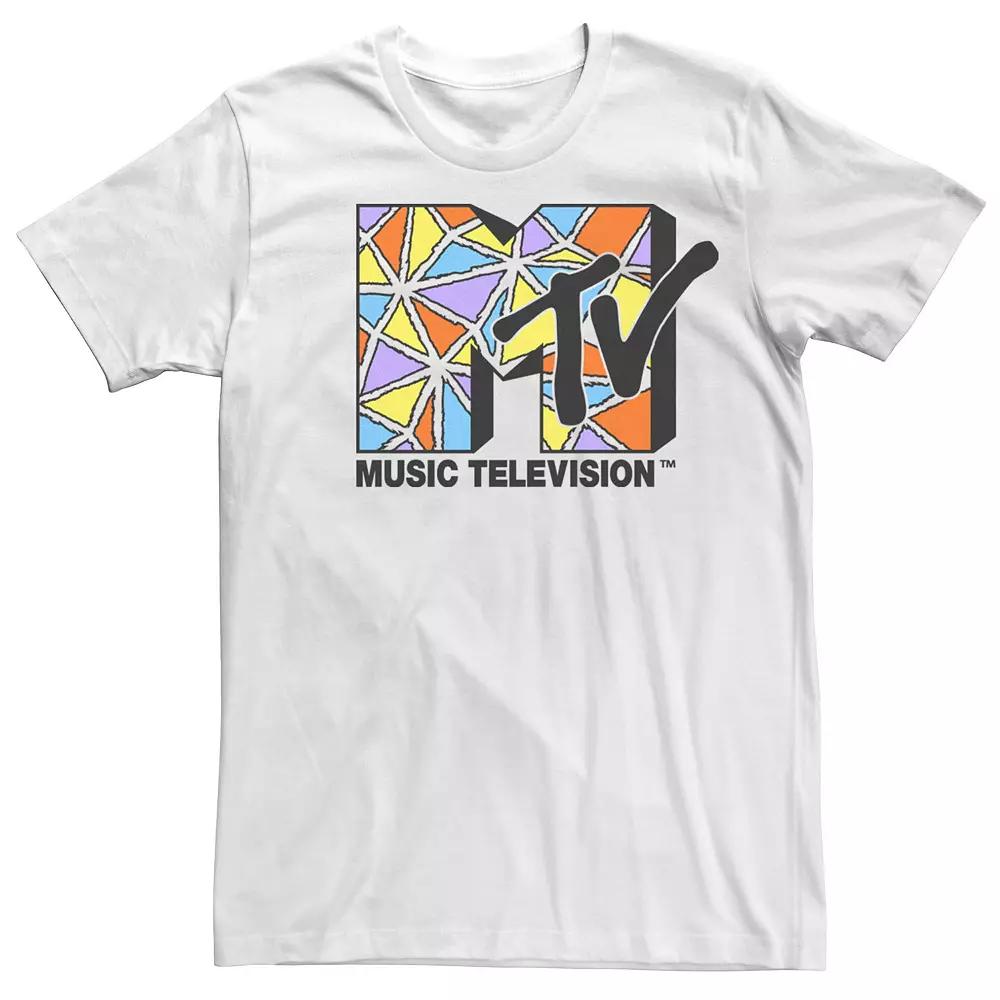 Men's MTV Colorful Abstract Triangles Short Sleeve Tee,  Product Image