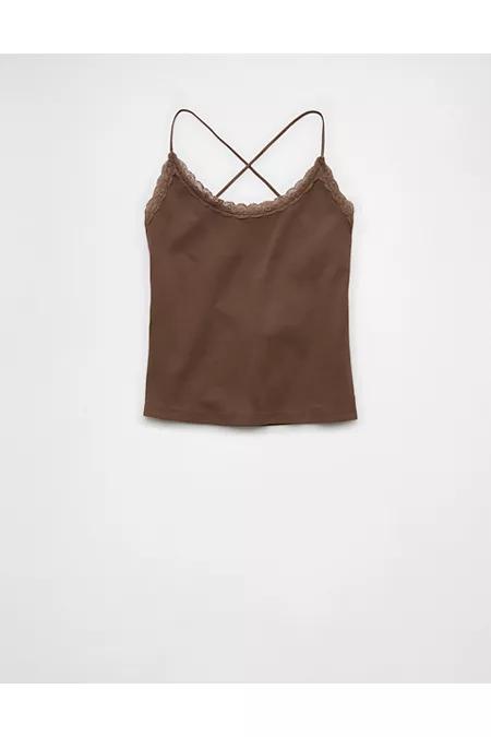 AE Strappy Go Lucky Cropped Lace Tank Top Women's Product Image