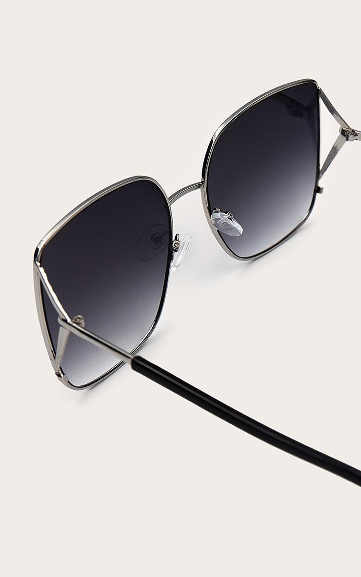 Silver Oversized Square Metal Frame Sunglasses Product Image