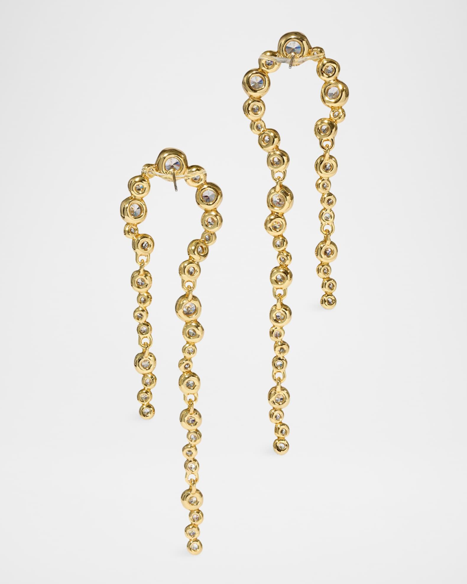 Asterales Gold CZ Arched Long Earrings Product Image