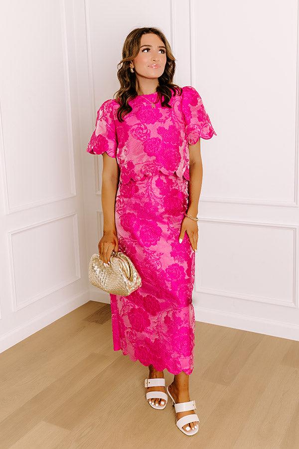 Garden Soiree Floral Jacquard Top in Hot Pink Product Image