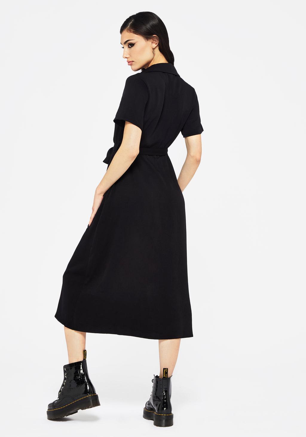 Fairfolk Floral Embroidery Tie Waist Button Down Midi Shirt Dress Product Image