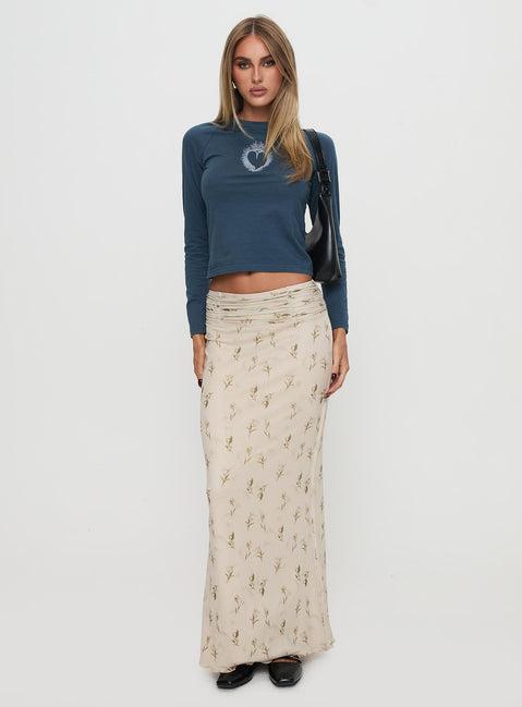 Aliceyn Ruched Maxi Skirt Multi Floral Product Image