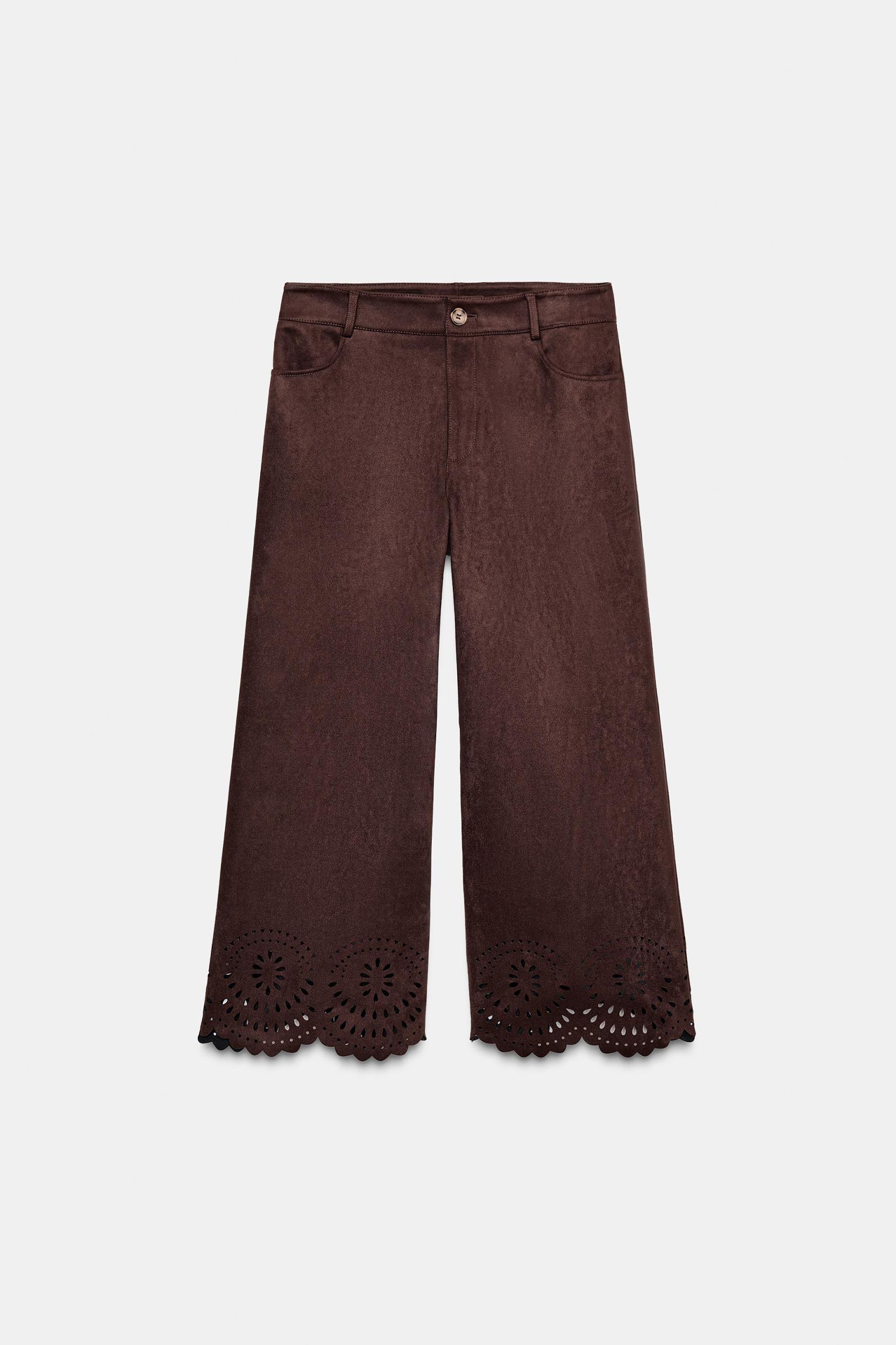 DIE-CUT HEM FAUX SUEDE CULOTTES Product Image
