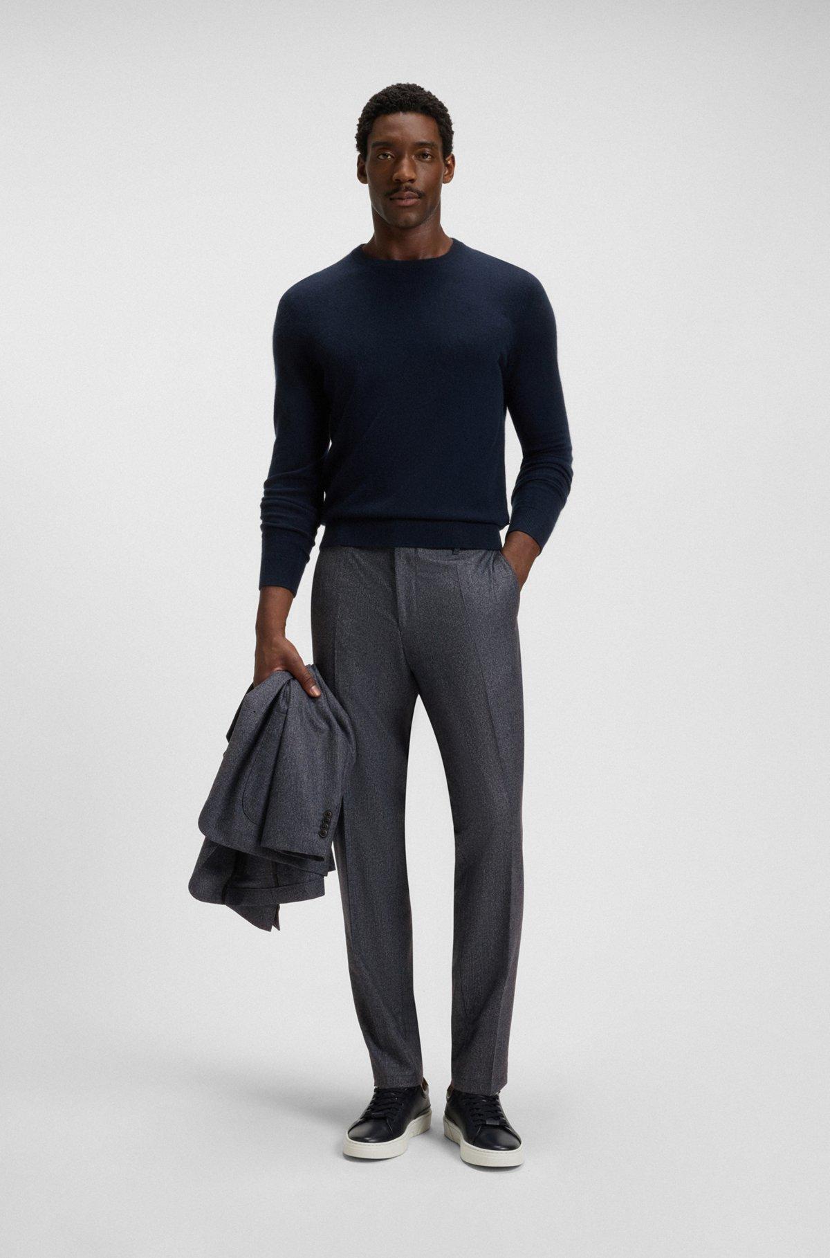 Slim-fit pants in micro-patterned virgin wool Product Image