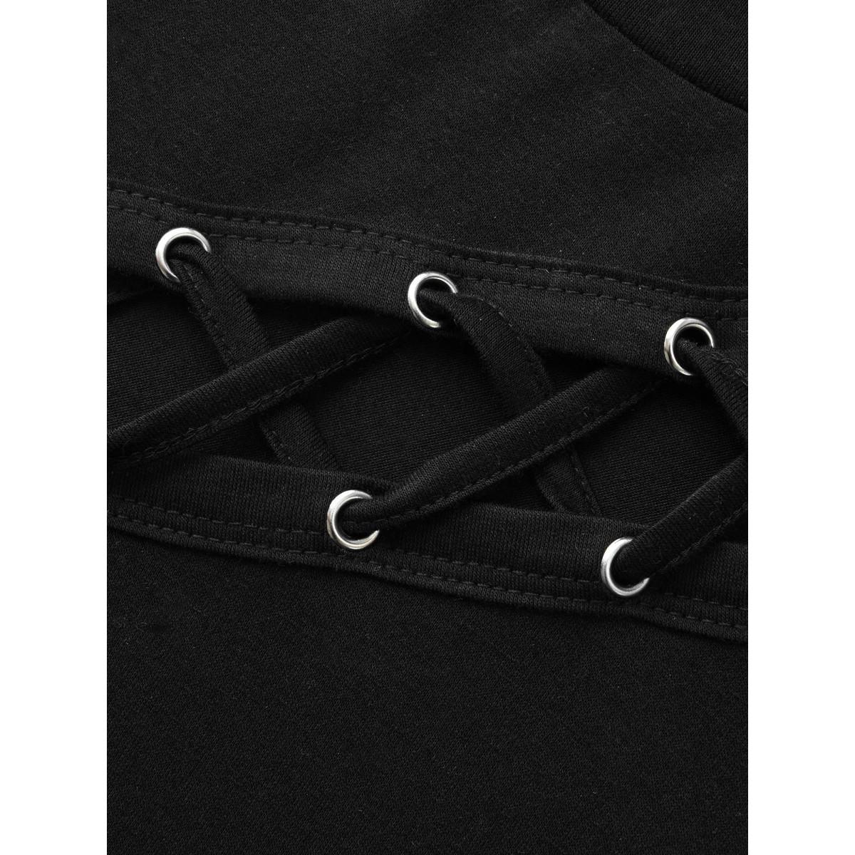 Plus Size Peek-A-Boo Cut-Out Neckline T-shirt Black Women Timeless Eyelet Round Neck Elegant T-shirts BloomChic 28/5X Product Image