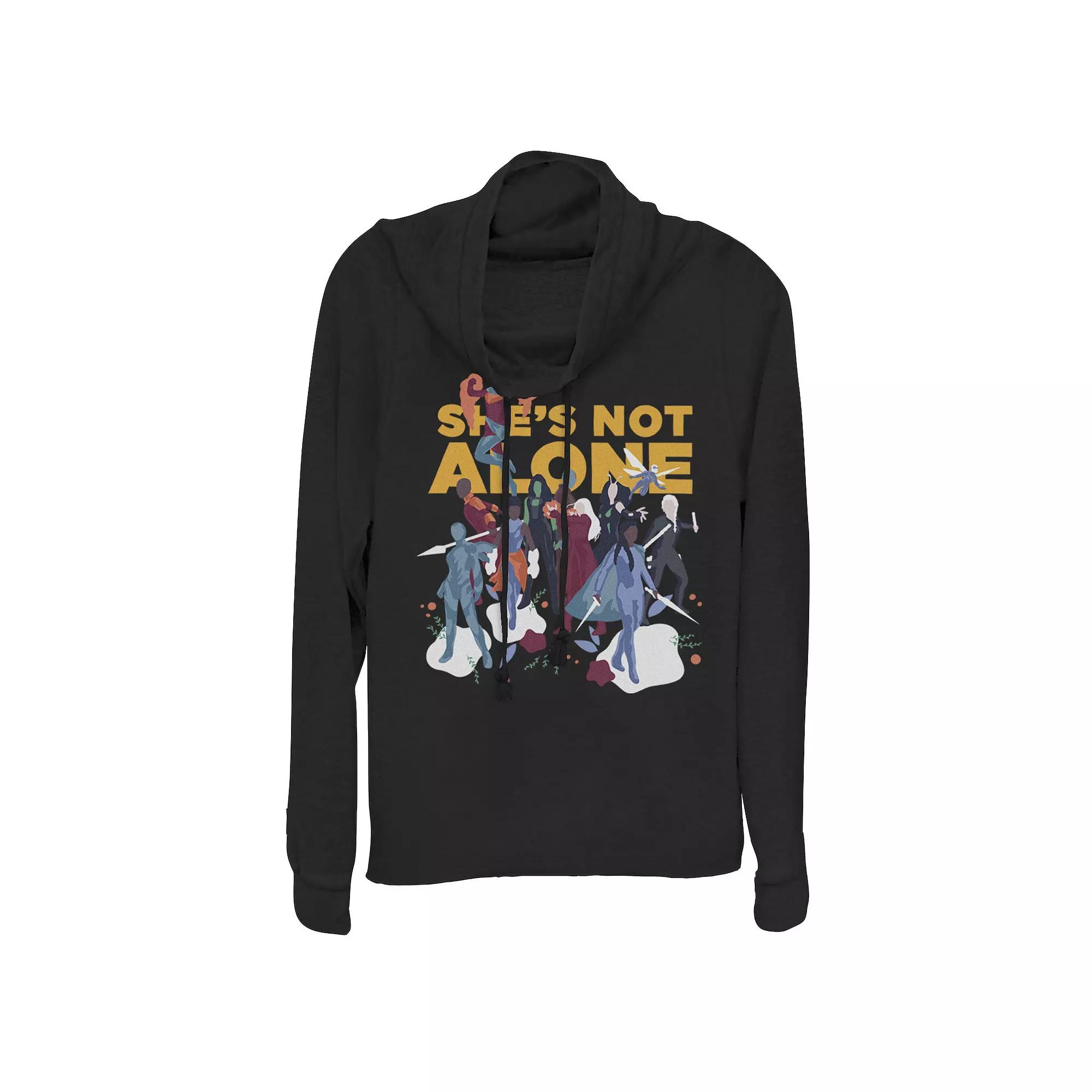 Juniors' Marvel She's Not Alone Cowlneck Graphic Lightweight Long Sleeve, Girl's,  Product Image