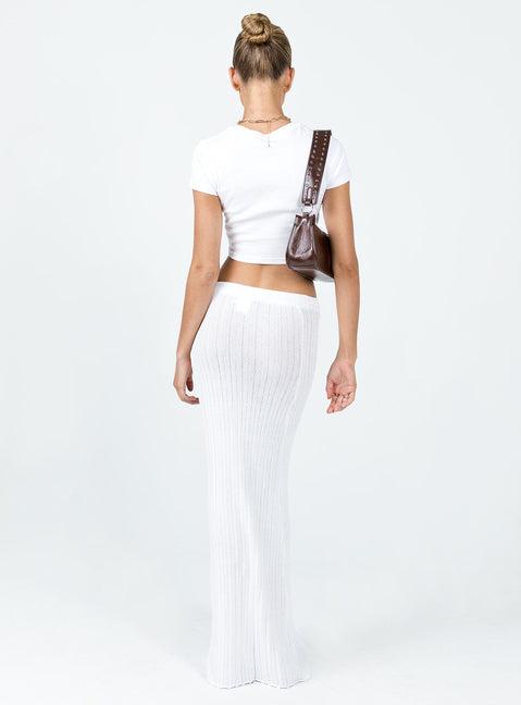 Belle Knit Maxi Skirt White Product Image