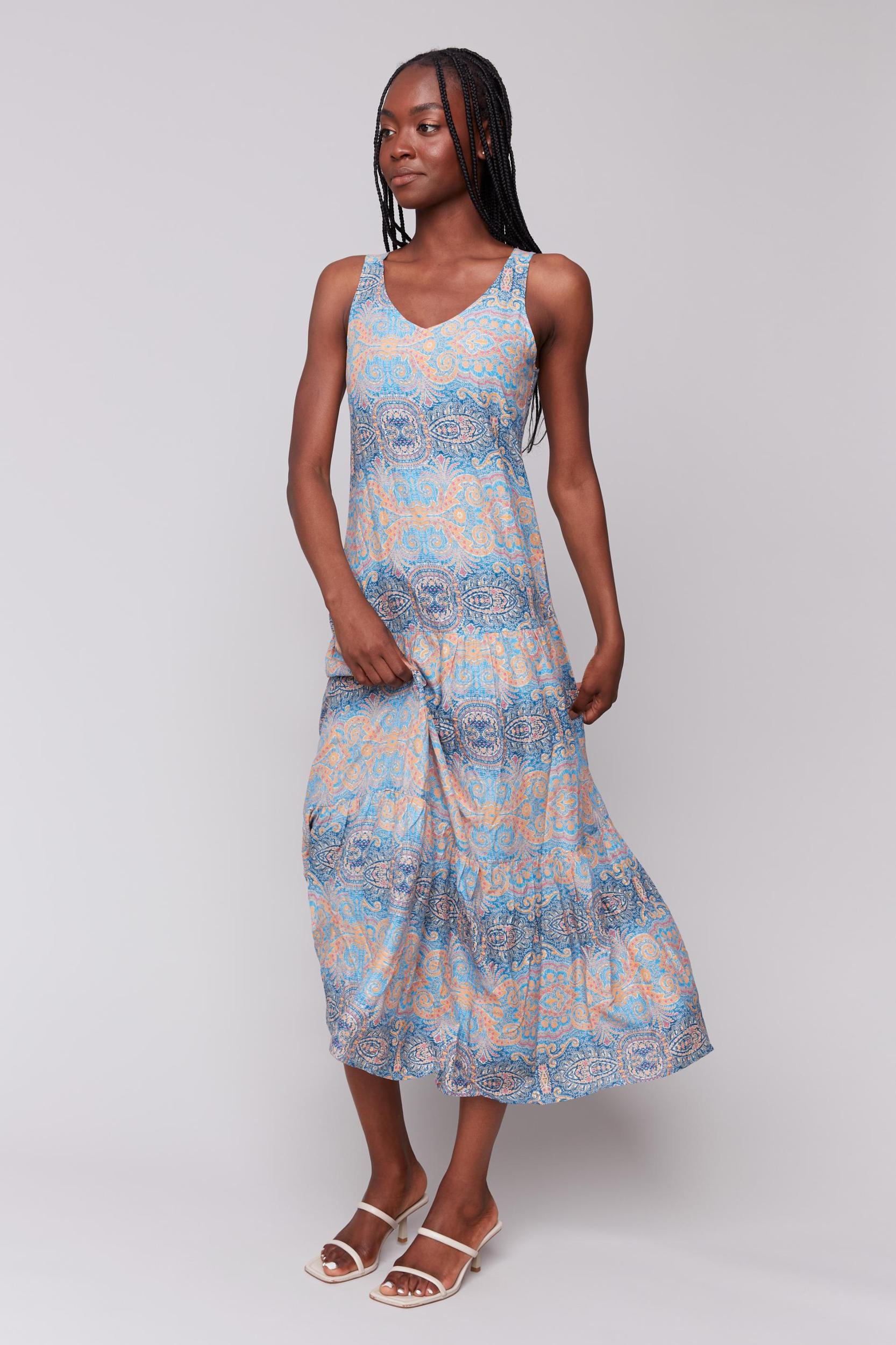 Printed Sleeveless Maxi Dress Product Image