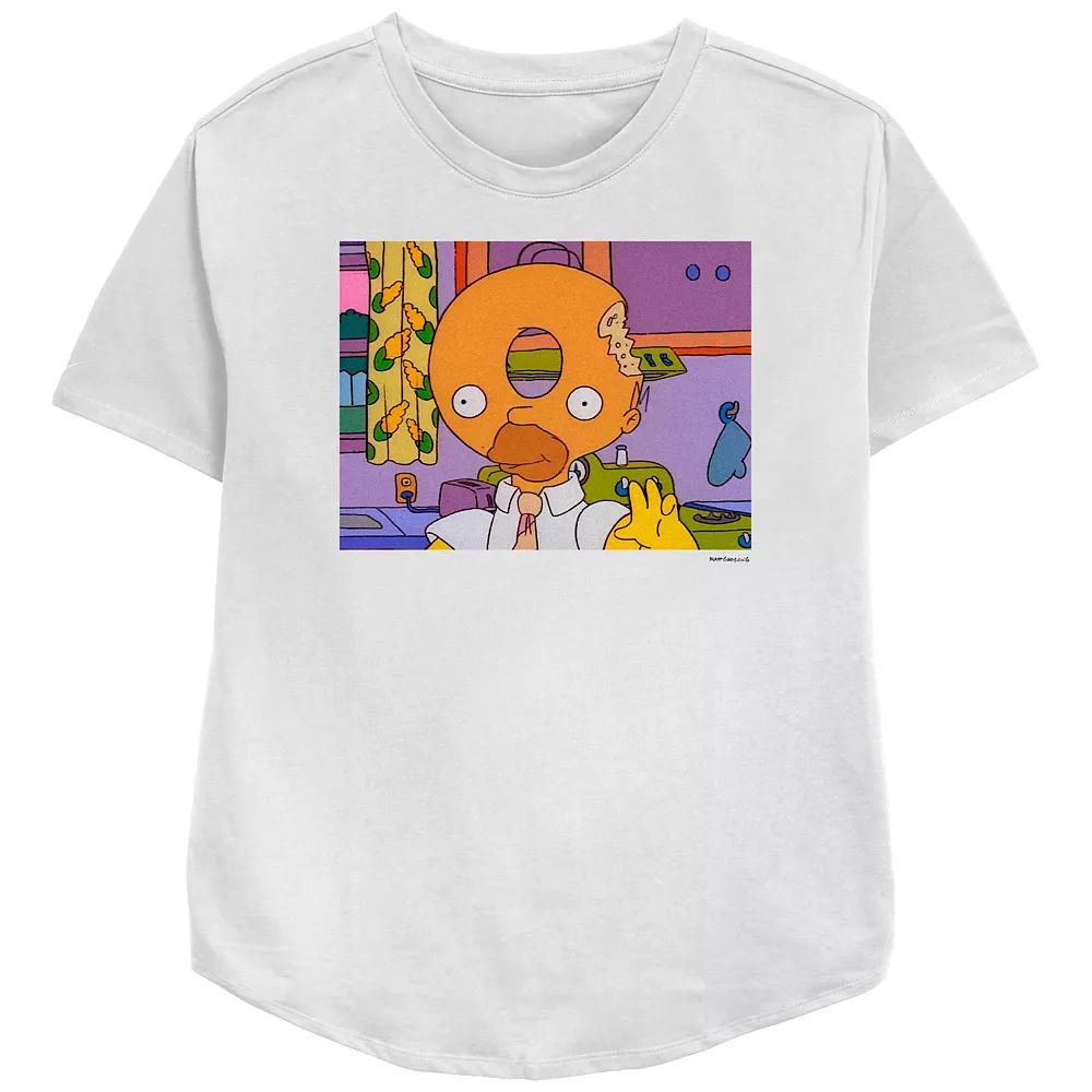 Women's The Simpsons Homer Donut Head Relaxed Fit Graphic Tee, Girl's,  Product Image