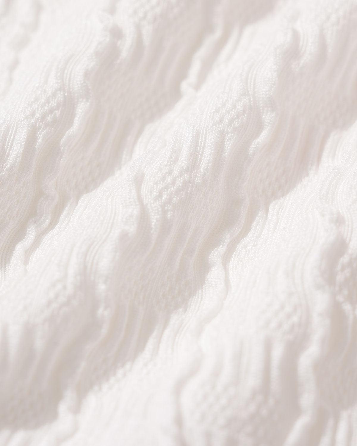 White V Neck Textured Bralette Bikini Set Product Image